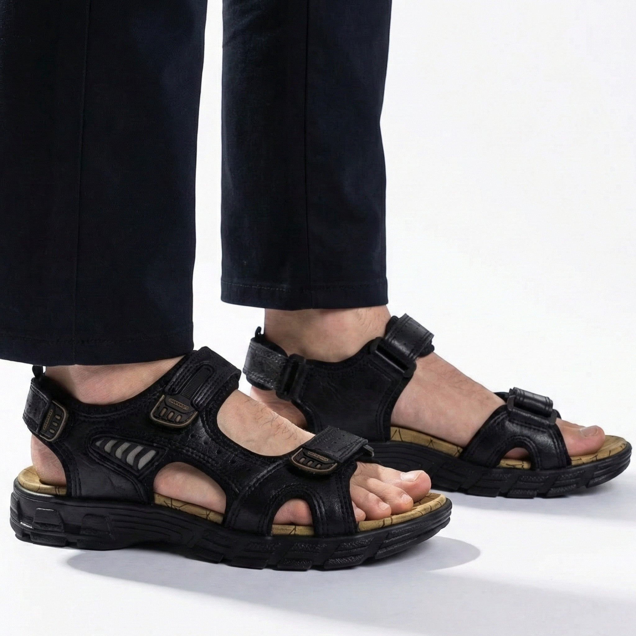 Arthur - Men's Adjustable Orthopedic Sandals - Sandals - Black - Parker&Brooks