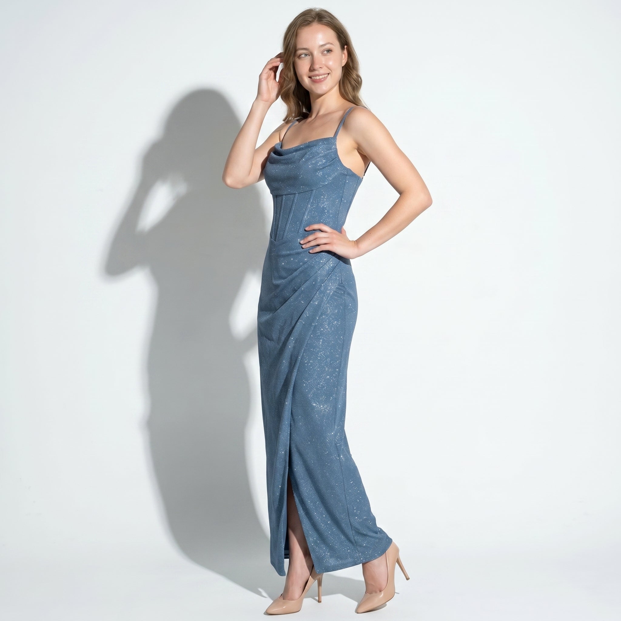 Ava - Women's Elegant Party Sequin Maxi Dress - Maxi Dress - Blue - Parker&Brooks