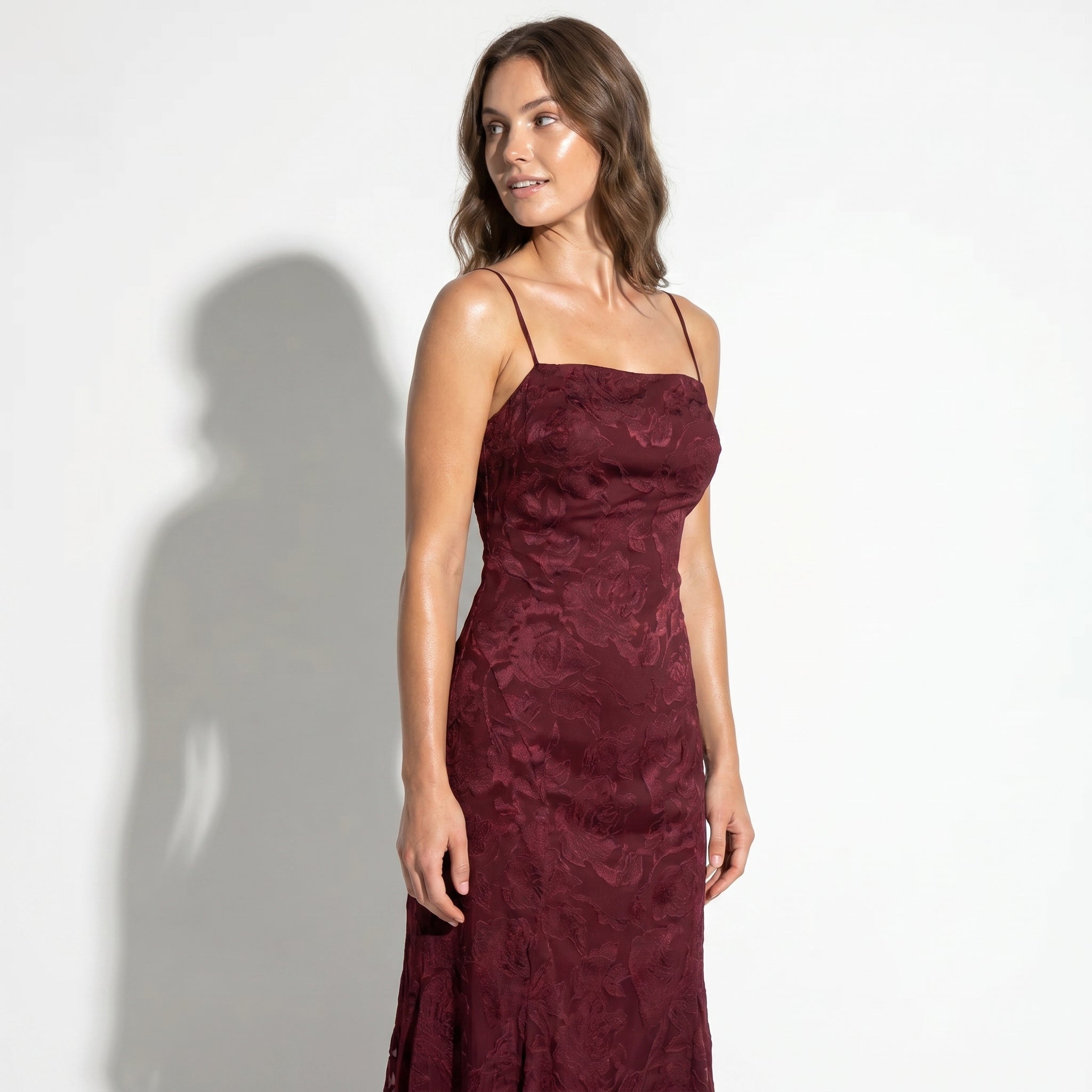 Ava - Women's Formal Evening Lace Maxi Dress - Maxi Dress - Burgundy - Parker&Brooks