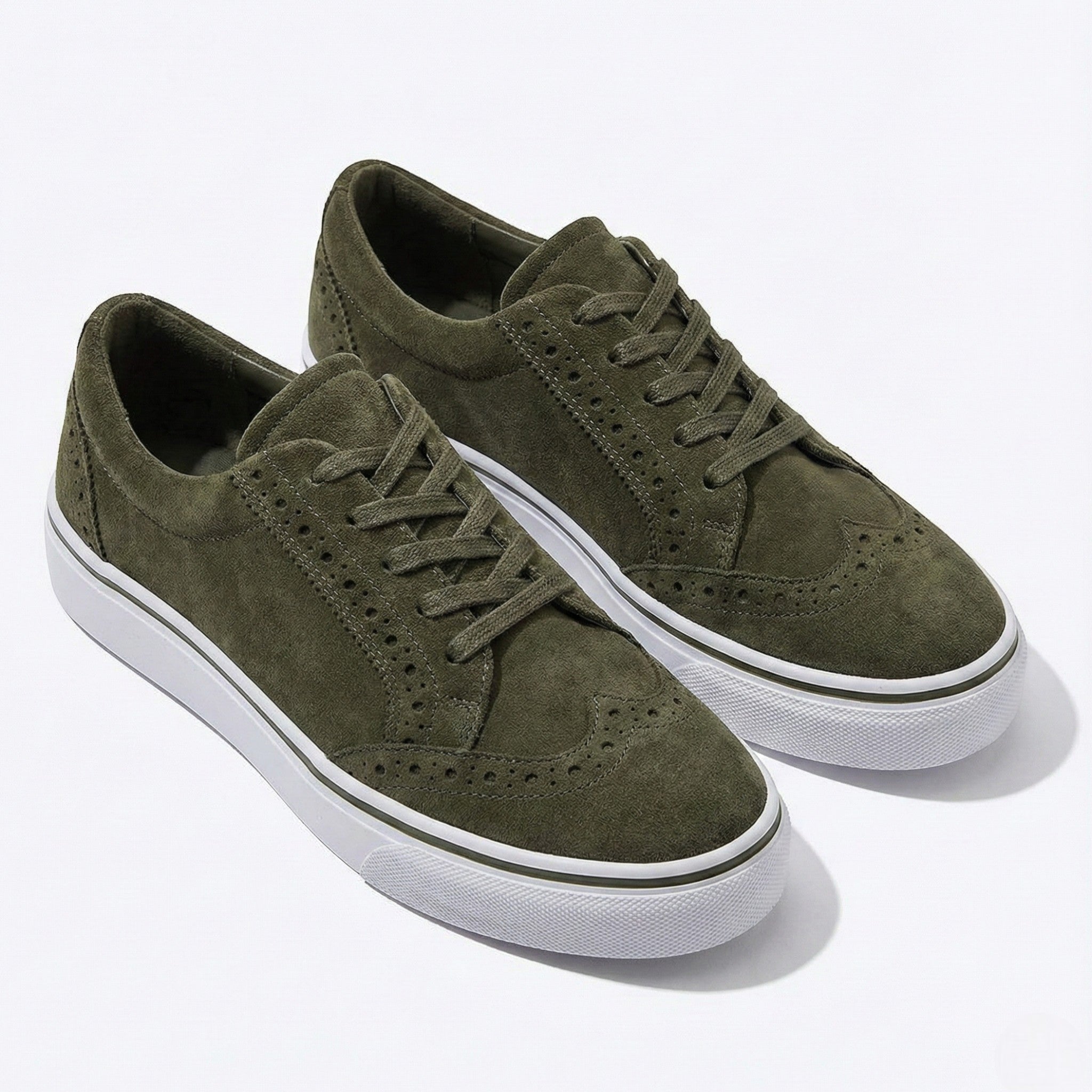 Ava - Women's Lace - Up Sneaker with Brogue Detail - Shoes - Green - Parker&Brooks