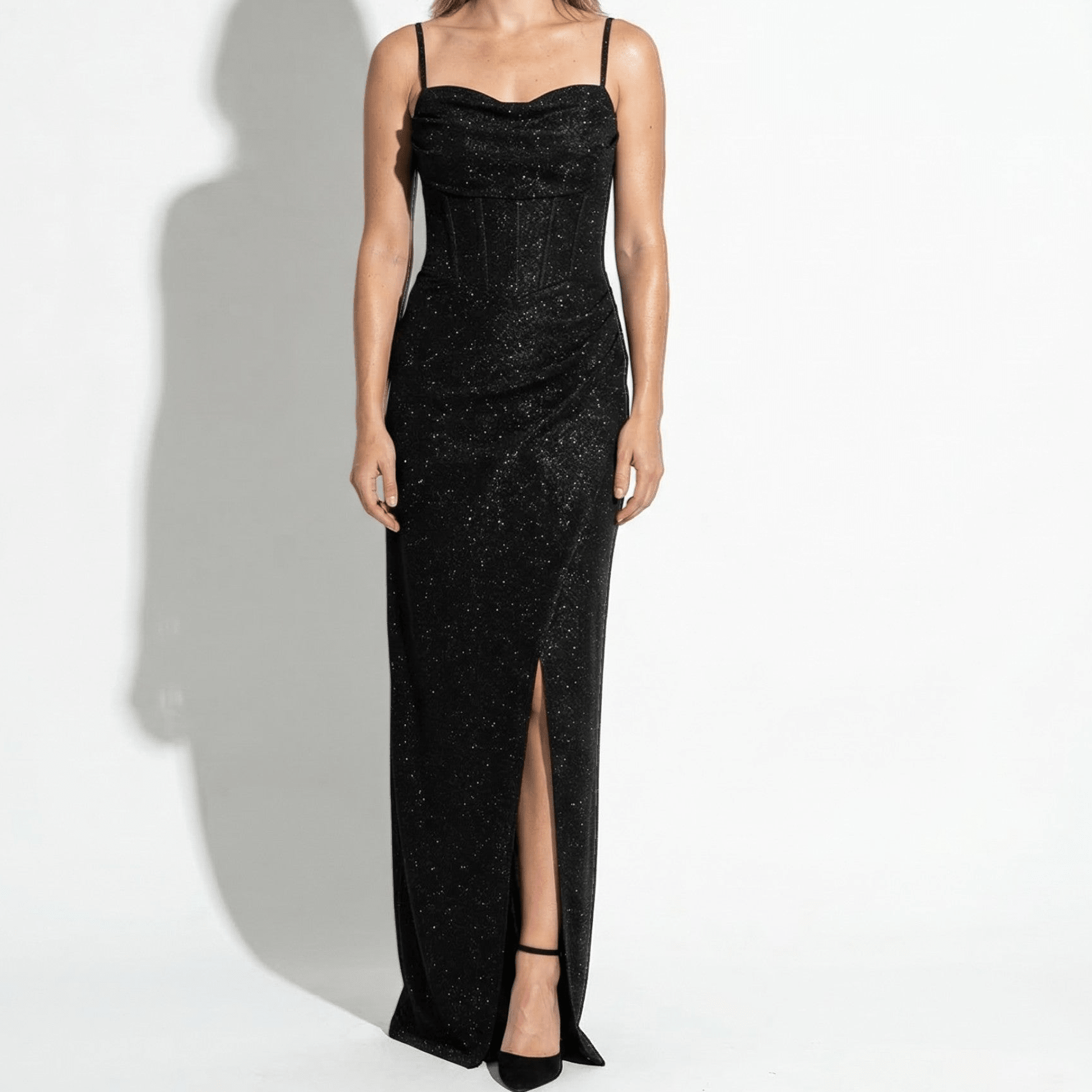 Ava - Women's Elegant Party Sequin Maxi Dress - Maxi Dress - Black - Parker&Brooks