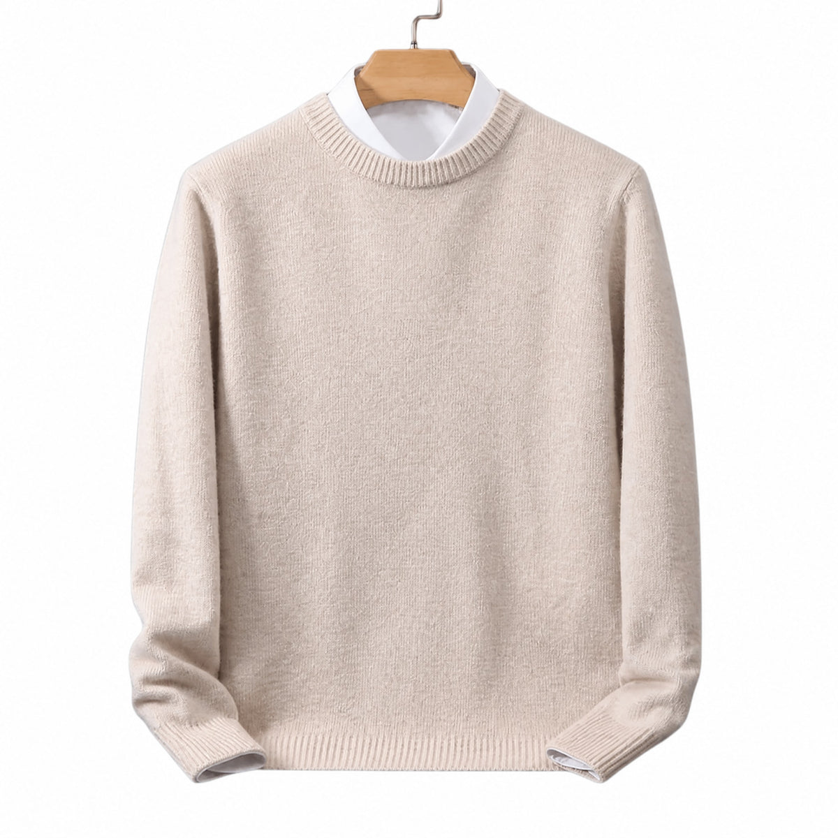 Daniel - Men's Mock Neck Layered-Look Sweater with Shirt Collar