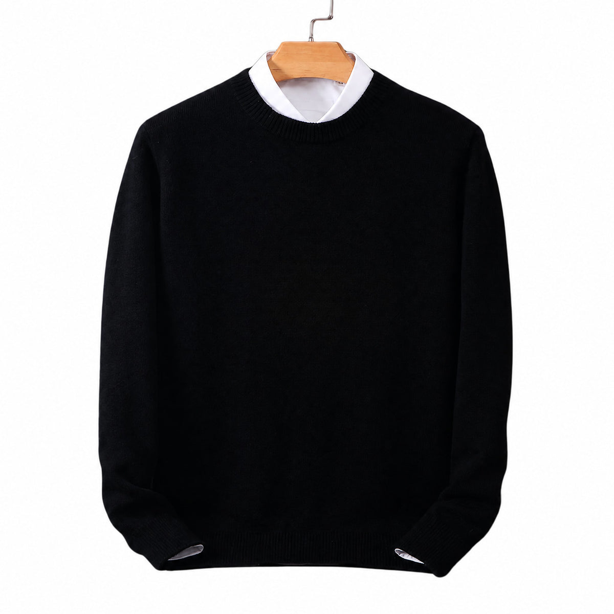 Daniel - Men's Mock Neck Layered-Look Sweater with Shirt Collar