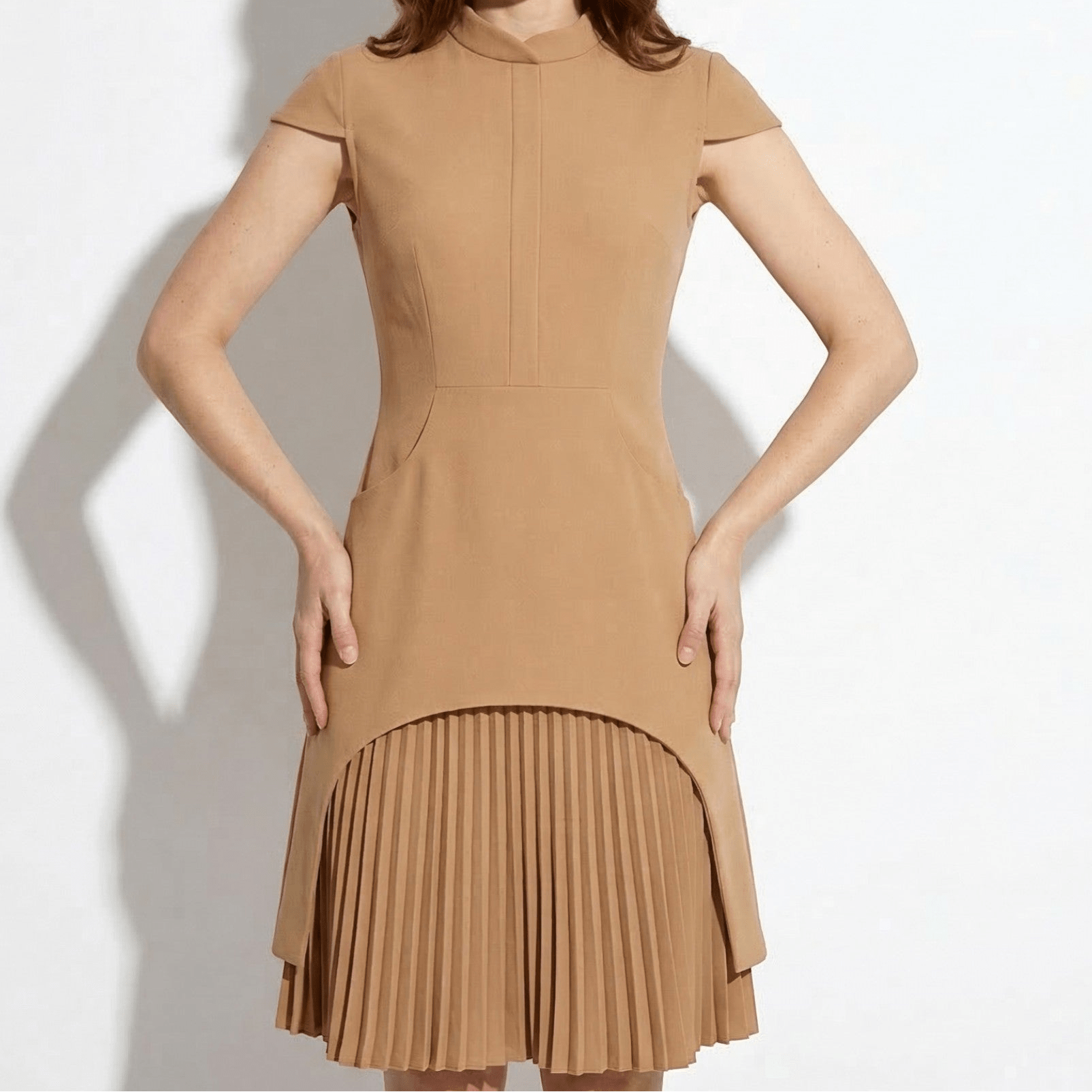 Beatrice - Women's High Neck Mini Dress with Pleated Hem - Parker&Brooks