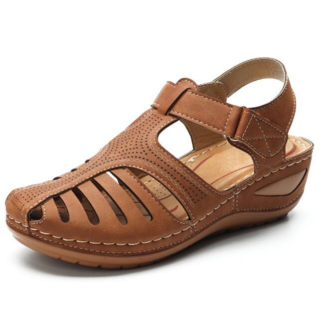 Belle - Women's Orthopedic Fisherman Wedge Sandals - Sandals - Brown - Parker&Brooks