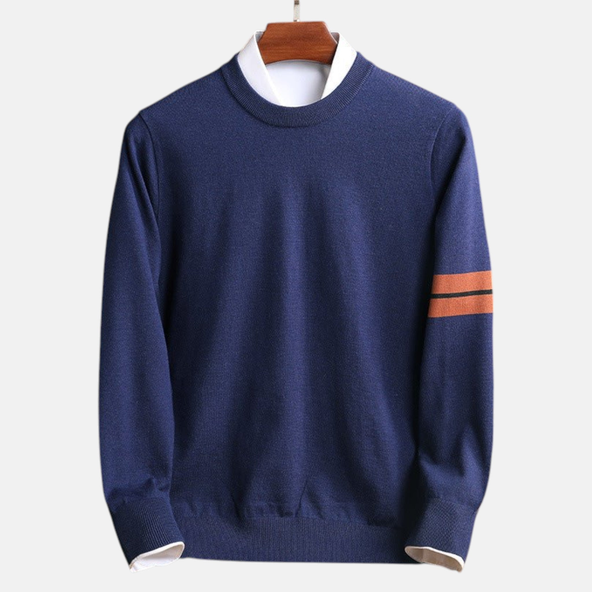 Men's Classic Crewneck Sweater with Arm Stripe Detail