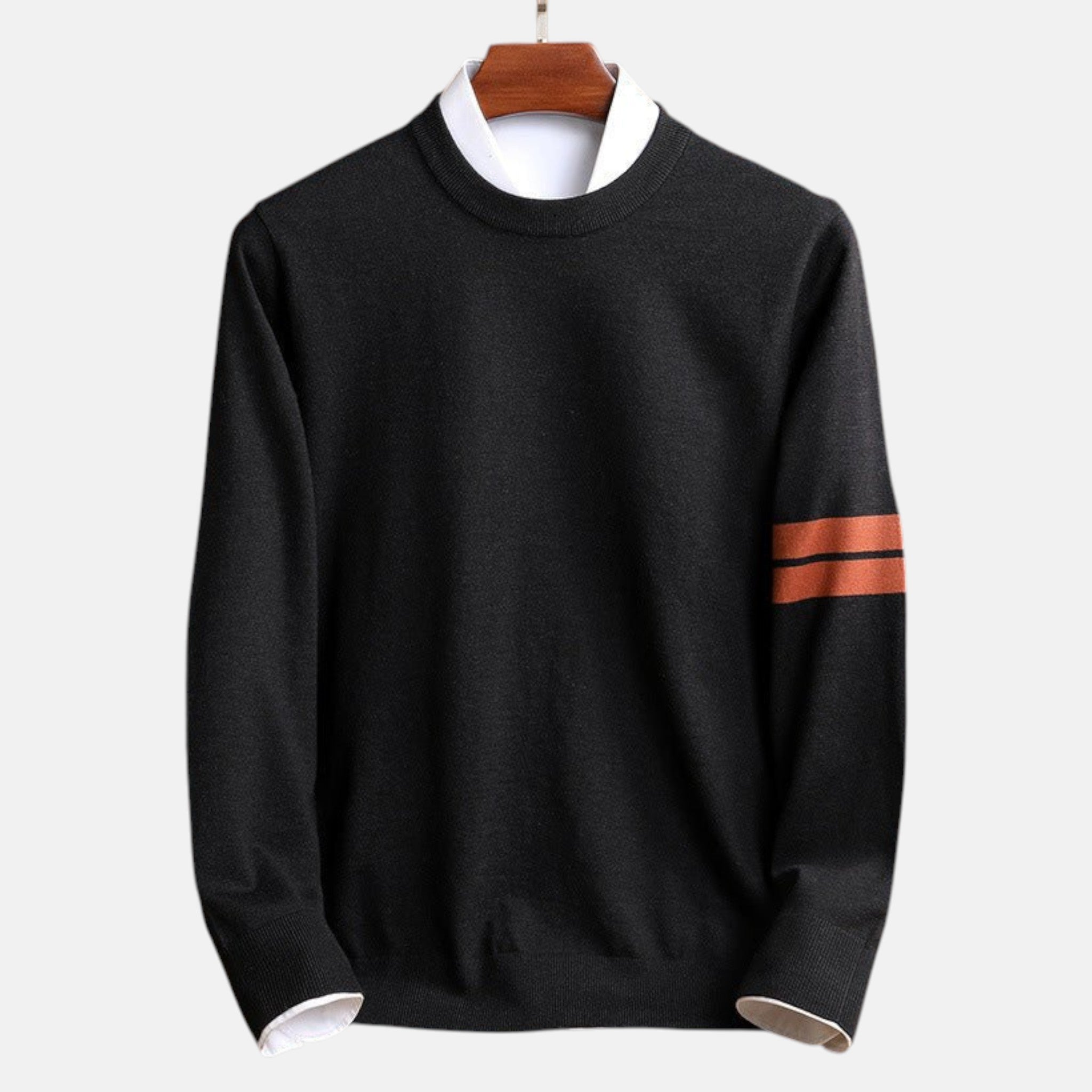 Men's Classic Crewneck Sweater with Arm Stripe Detail
