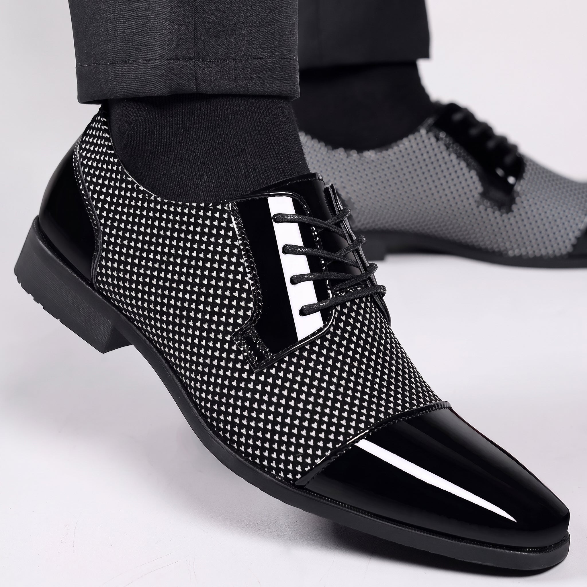 Benjamin - Men's Glossy Patent Toe Cap Wedding Shoes - Flats - White - Parker&Brooks