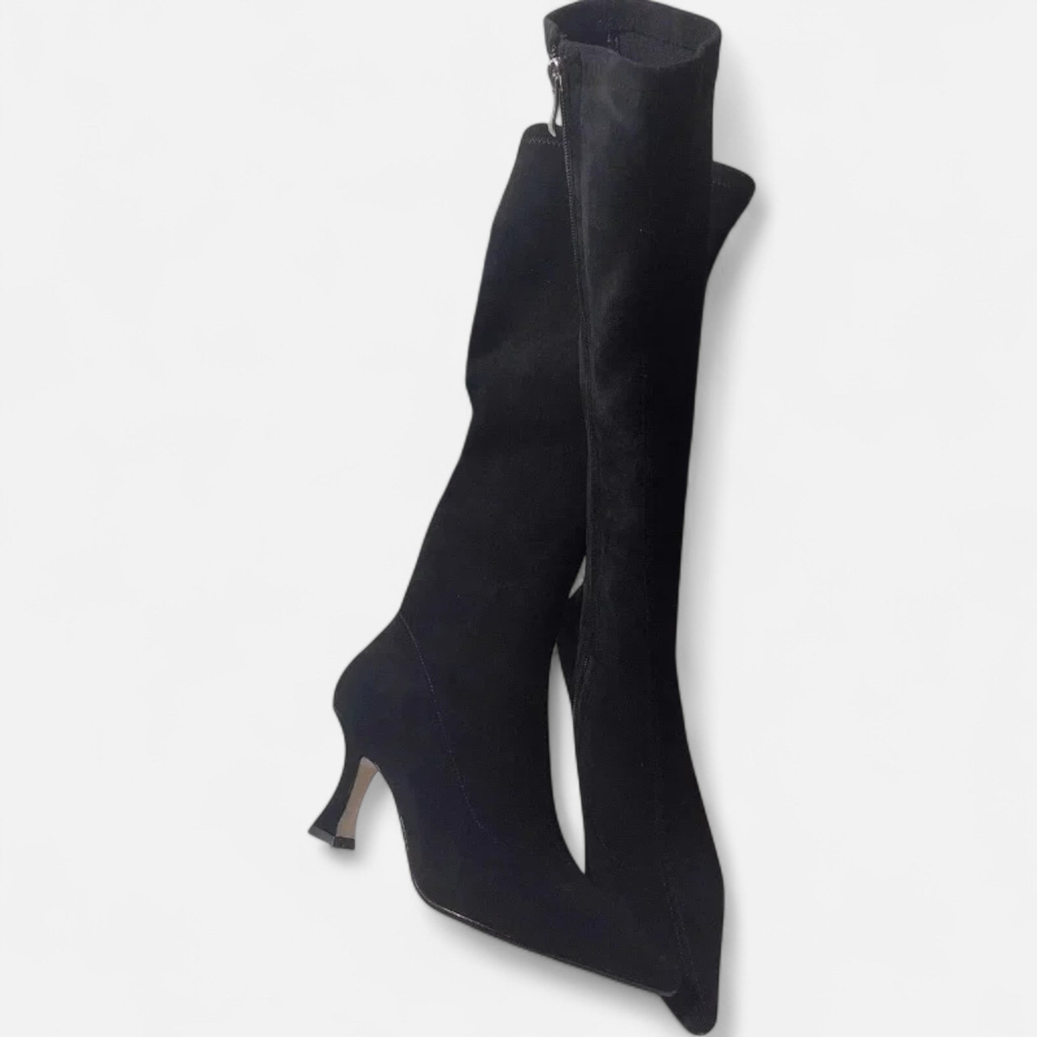 Solène – Women's Suede Knee-High Boots with Heel