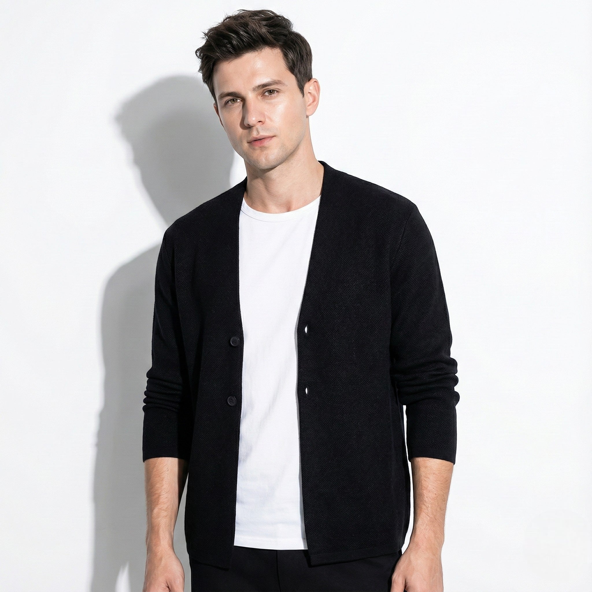 Men’s Wool Cardigan with Button Placket