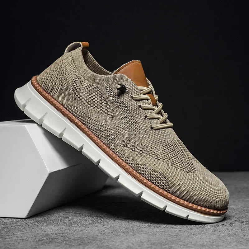 Callum - Men's Orthopedic Lace - Up Sneakers - Sneakers - Beige - Parker&Brooks