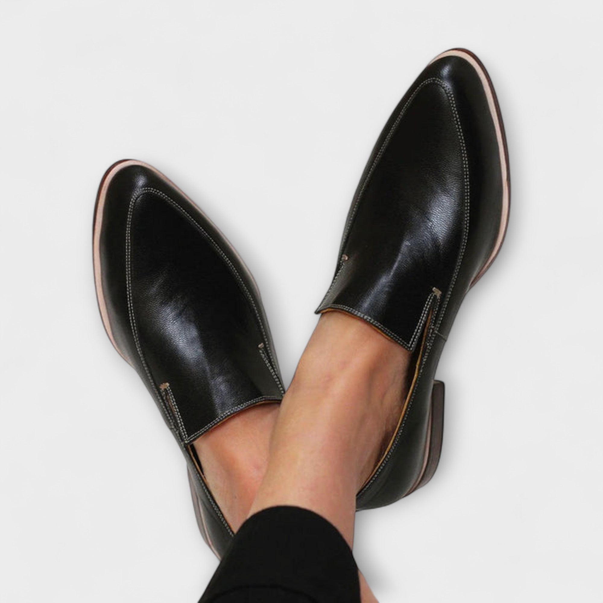 Cara - Women's Pointed Toe Slip - On Loafers - Loafers - Black - Parker&Brooks