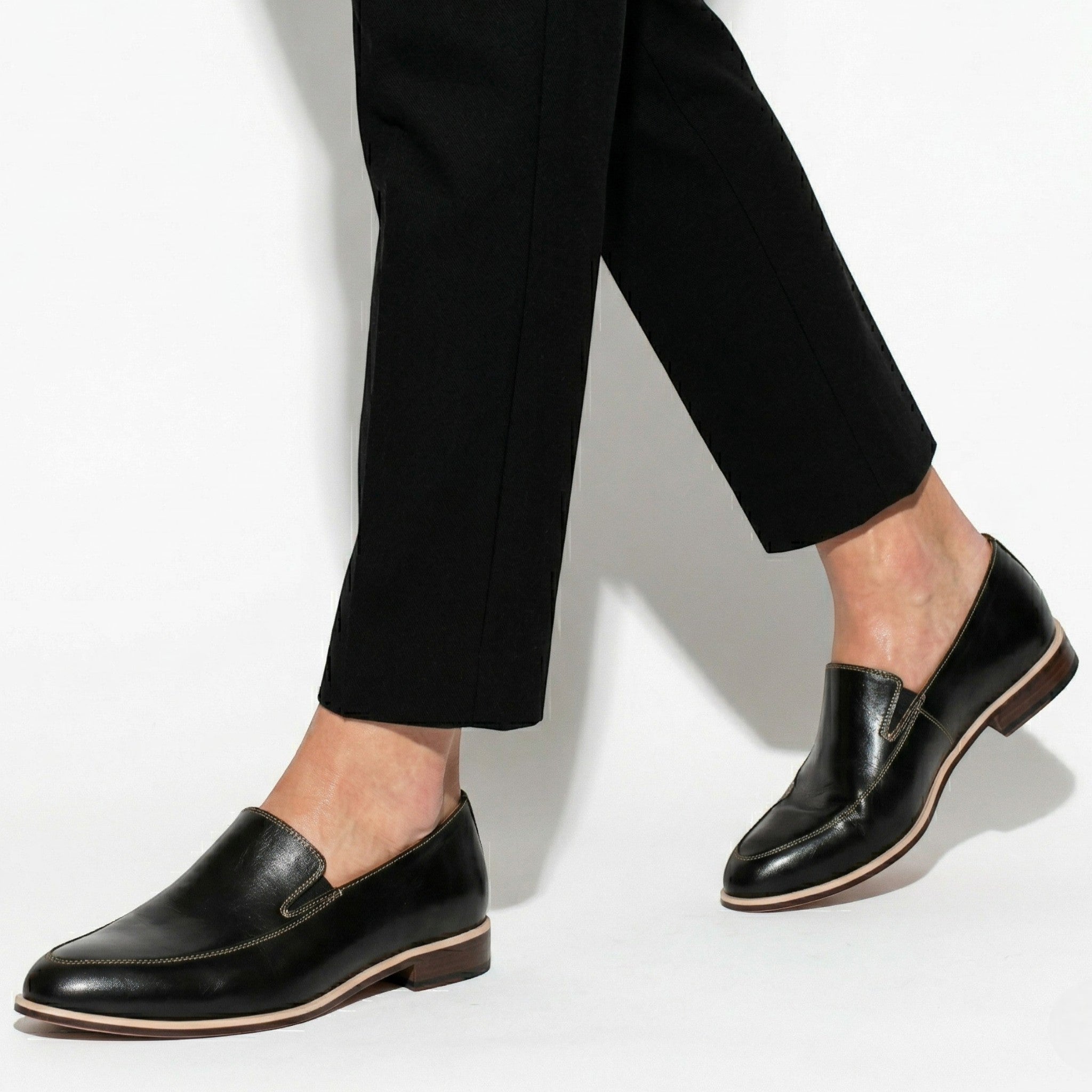 Cara - Women's Pointed Toe Slip - On Loafers - Loafers - Black - Parker&Brooks