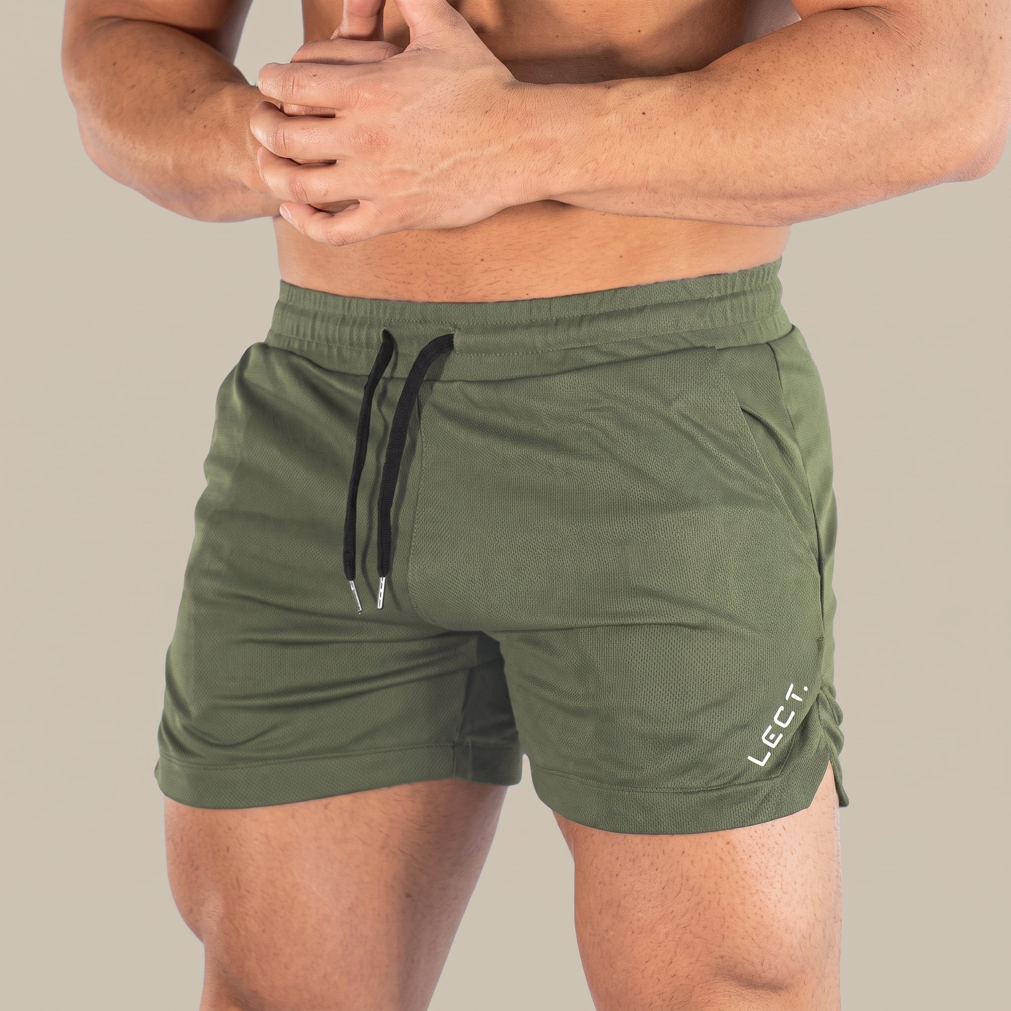 Charlie - Men's Relaxed Fit Drawstring Waist Gym Shorts - Shorts - Green - Parker&Brooks