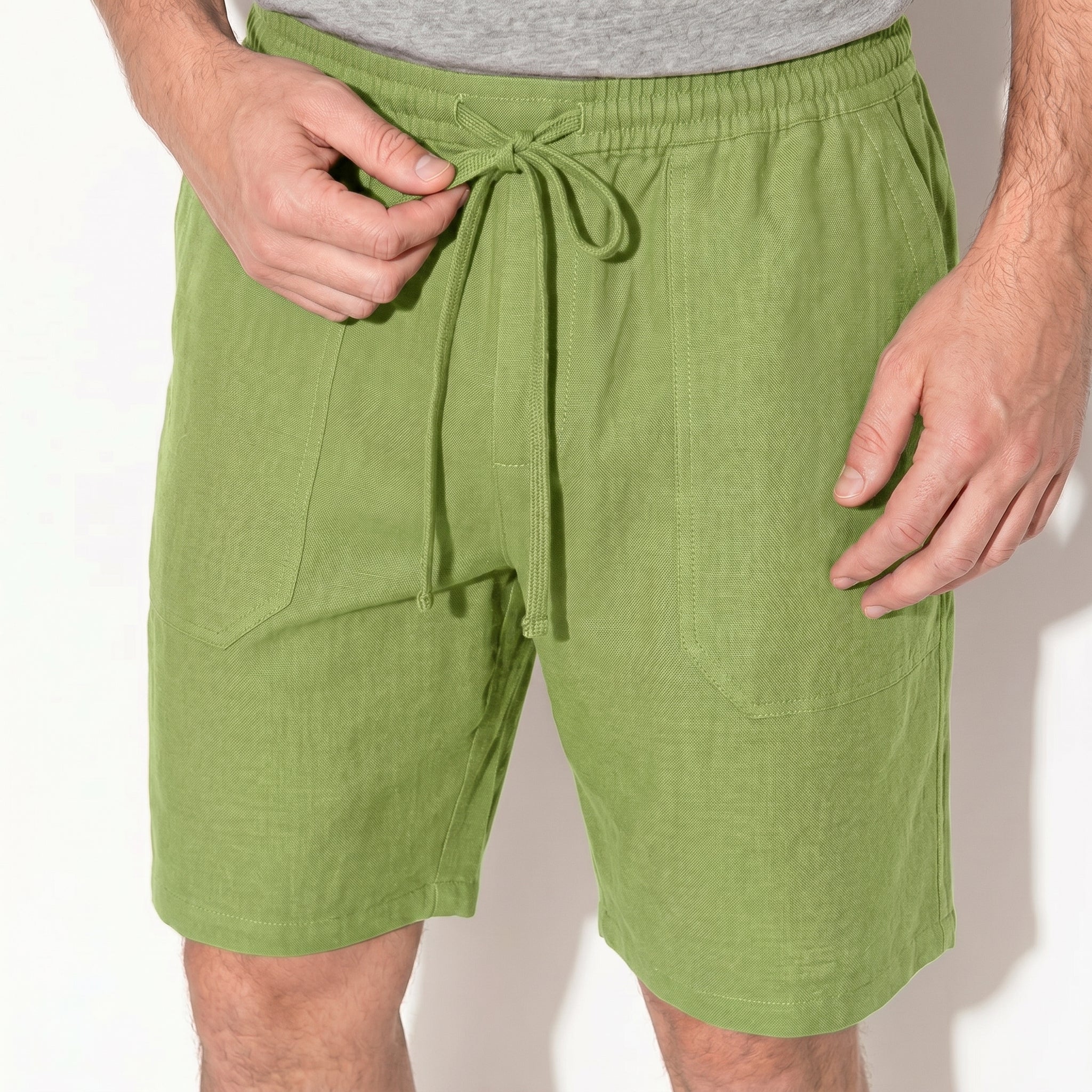 Charlie - Men's Relaxed Fit Summer Drawstring Shorts - Shorts Men - Light Green - Parker&Brooks