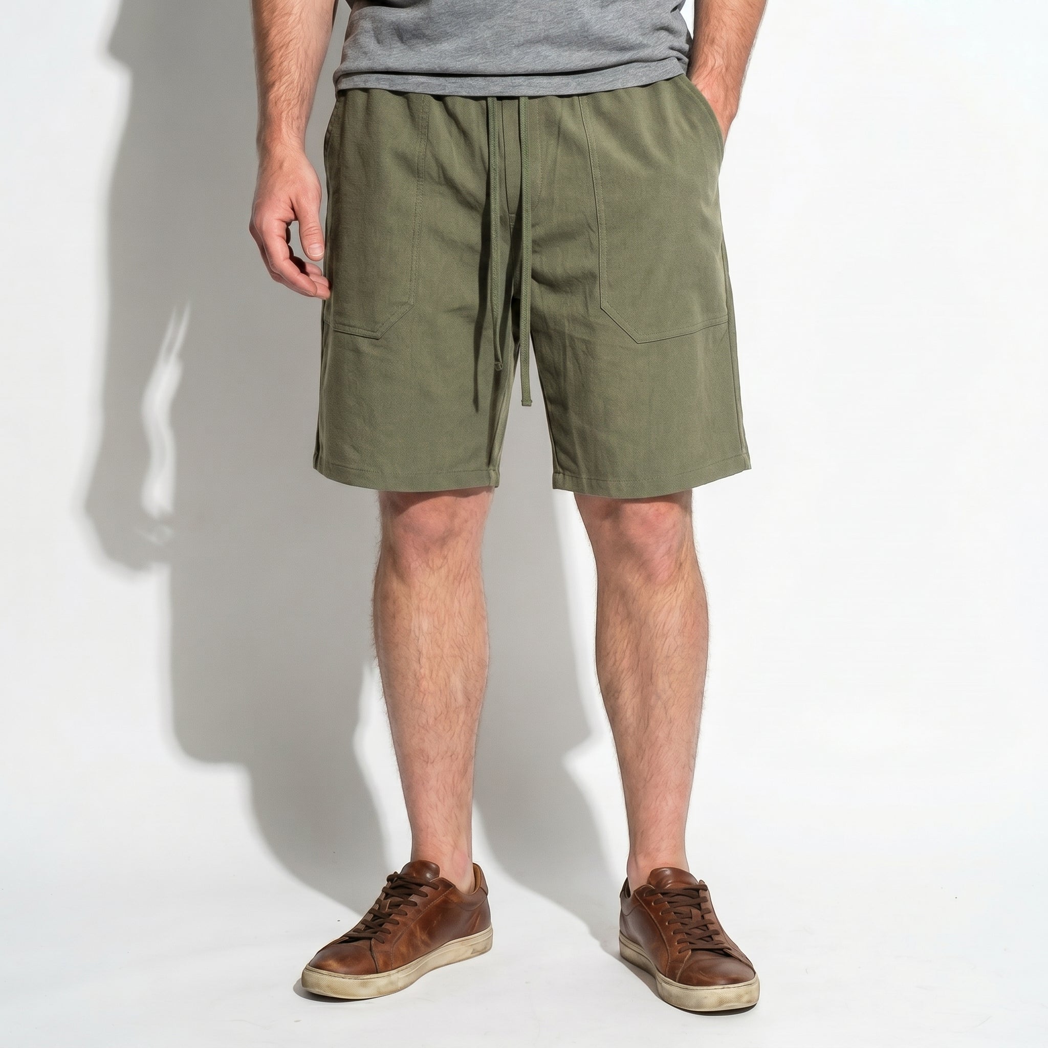 Charlie - Men's Relaxed Fit Summer Drawstring Shorts - Shorts Men - Green - Parker&Brooks
