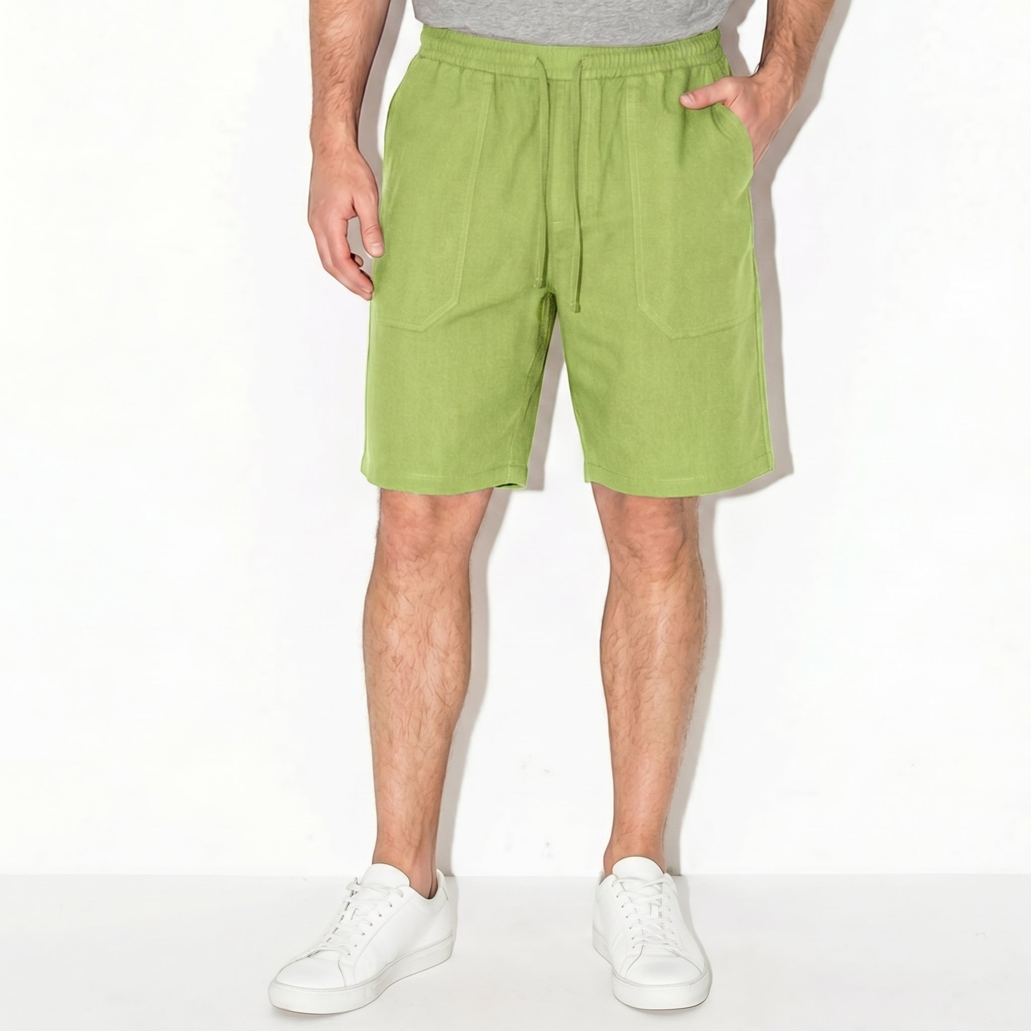 Charlie - Men's Relaxed Fit Summer Drawstring Shorts - Shorts Men - Light Green - Parker&Brooks