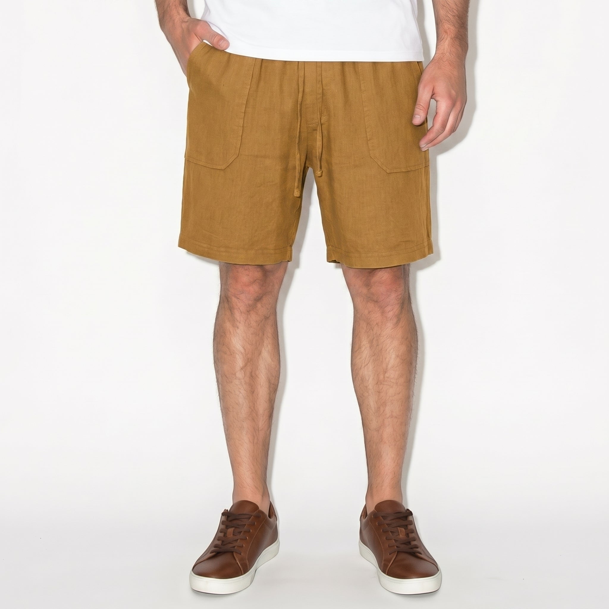 Charlie - Men's Relaxed Fit Summer Drawstring Shorts - Shorts Men - Khaki - Parker&Brooks