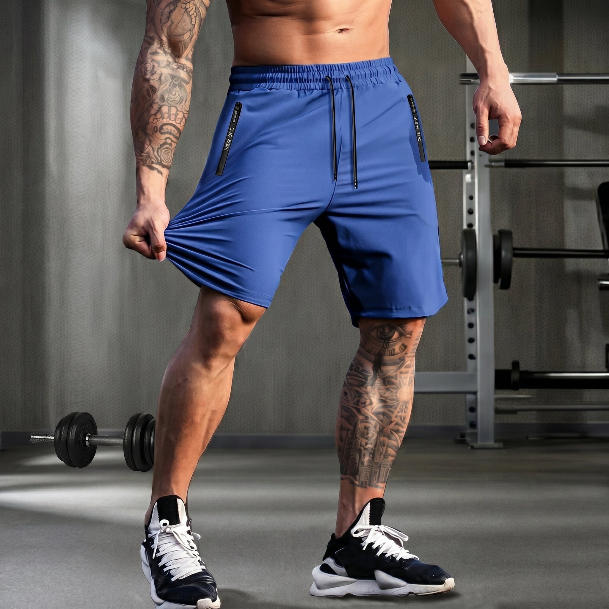Charlie - Men's Slim Fit Drawstring Gym Short with Zip Pockets