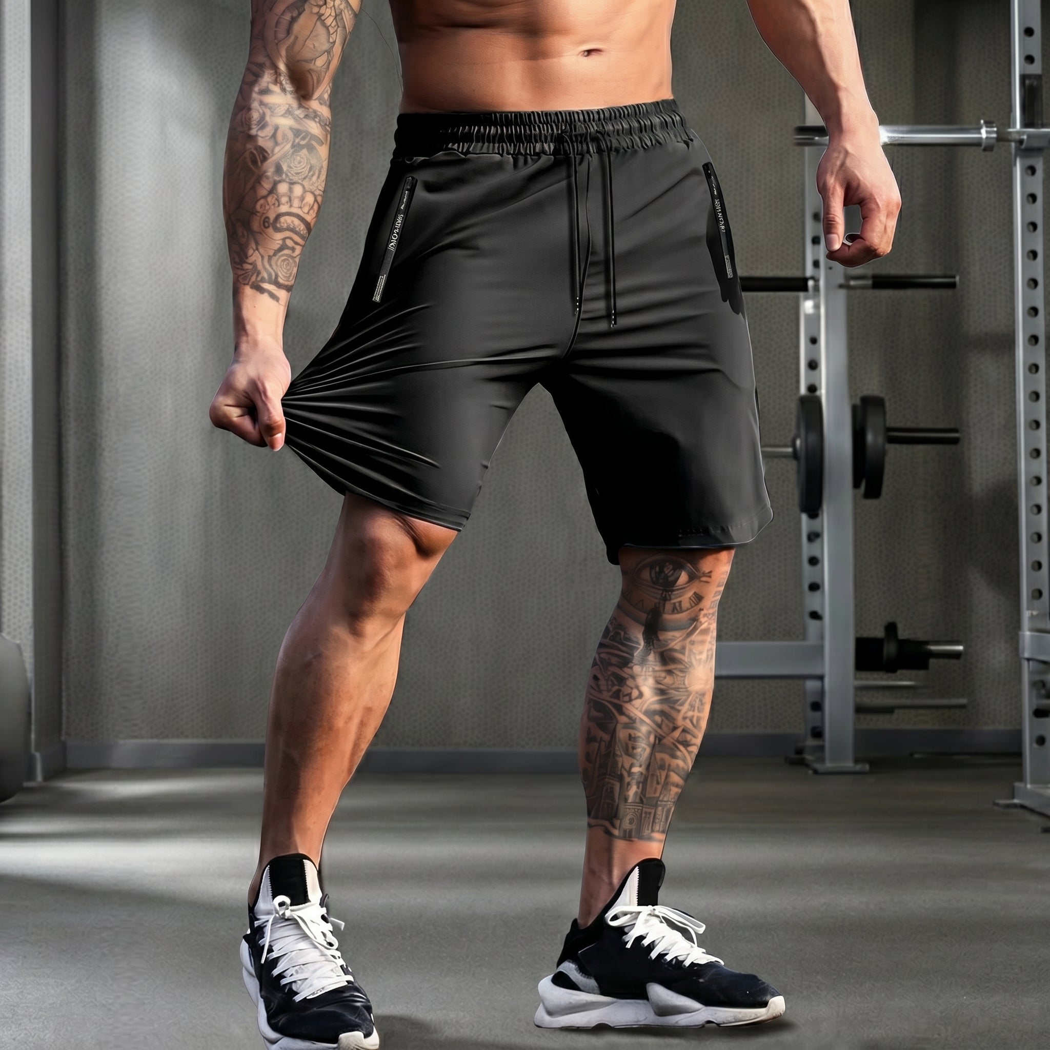 Charlie - Men's Slim Fit Drawstring Gym Short with Zip Pockets