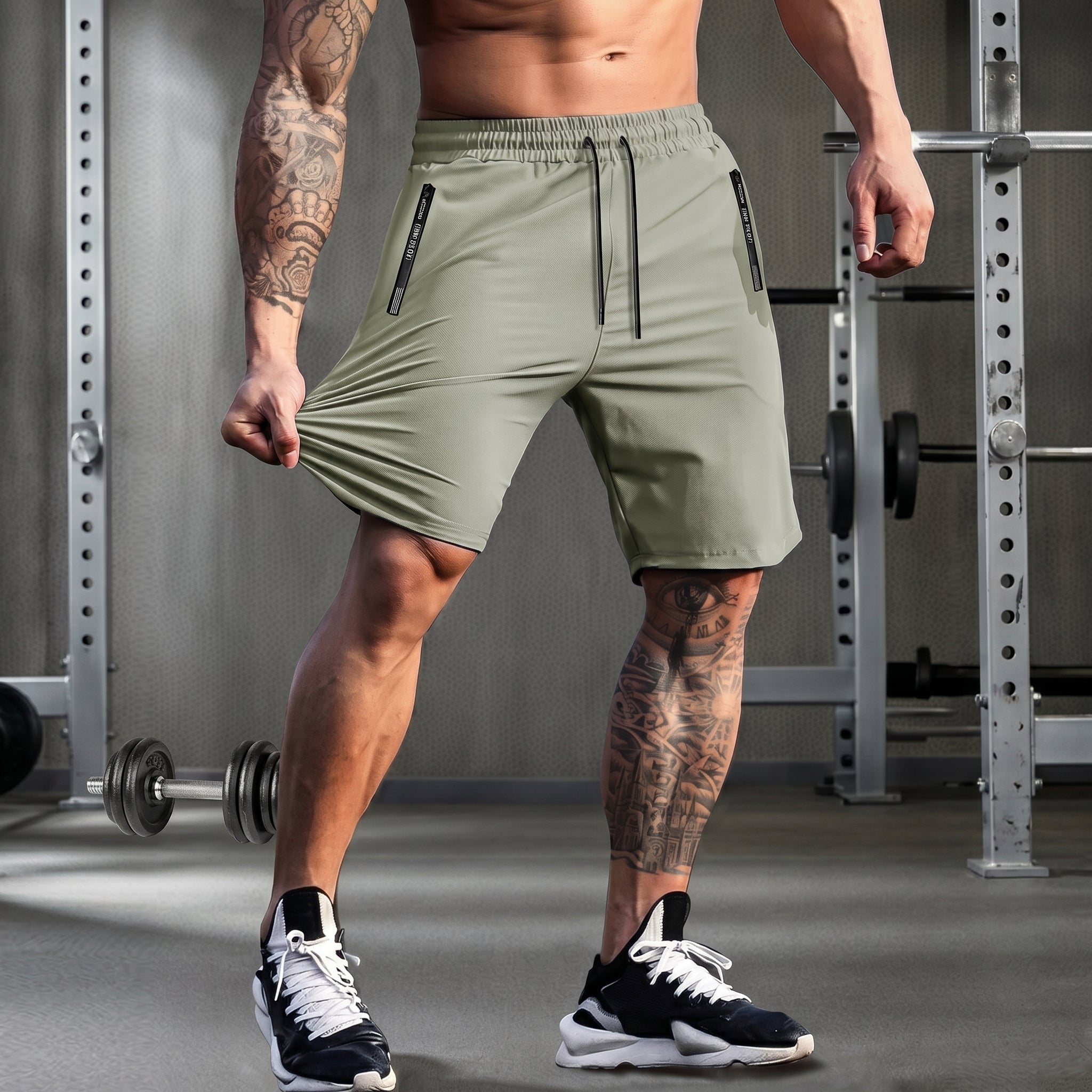 Charlie - Men's Slim Fit Drawstring Gym Short with Zip Pockets