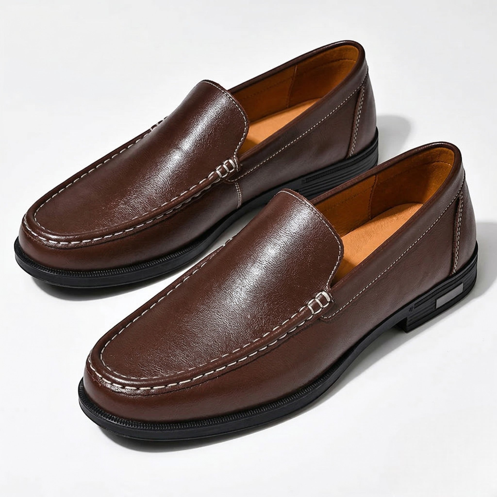 Charlie - Men's Comfortable Slip - on Loafers - Loafers - Brown - Parker&Brooks