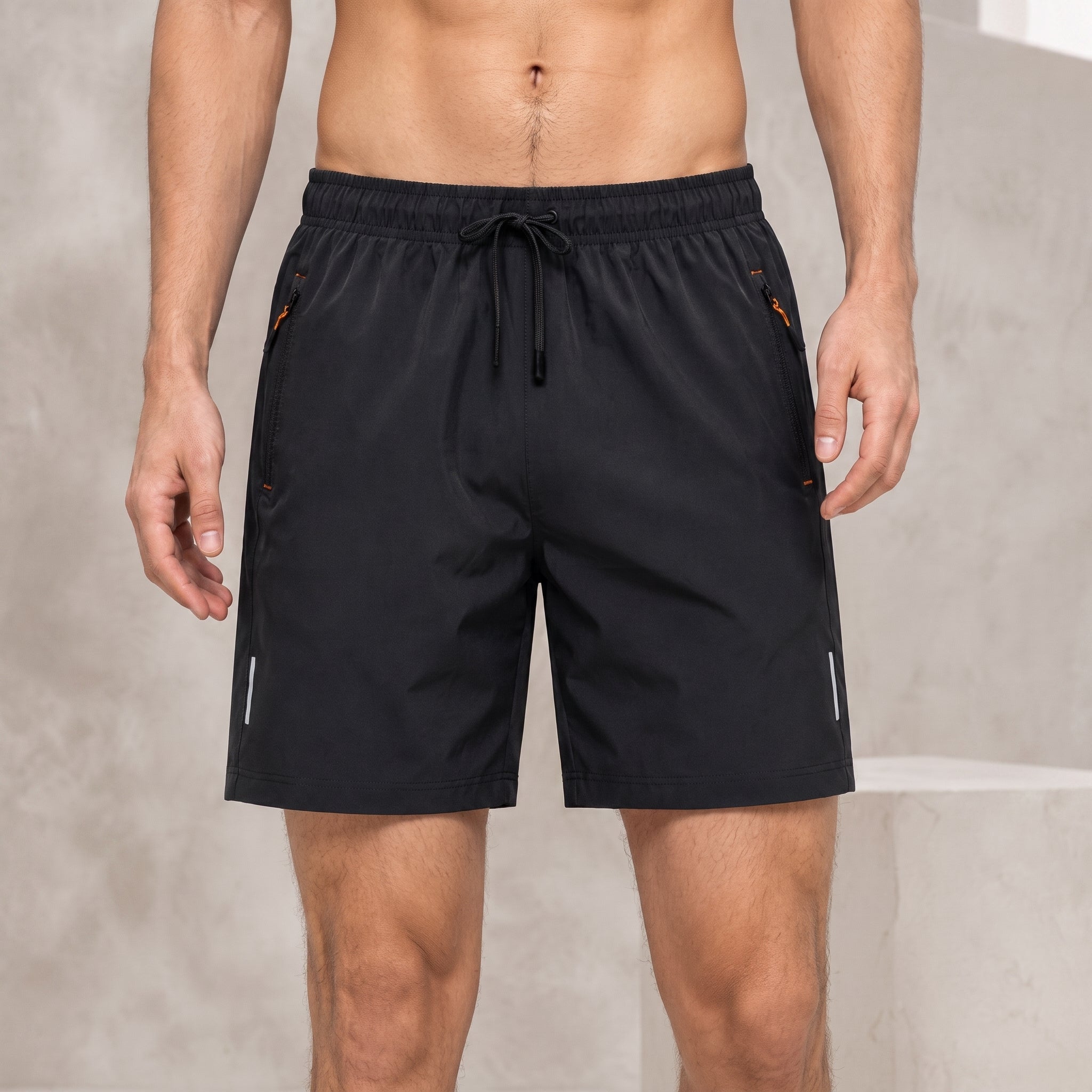 Charlie – Men's Summer Relaxed Fit Zip Pocket Sports Shorts - Shorts - Black - Parker&Brooks
