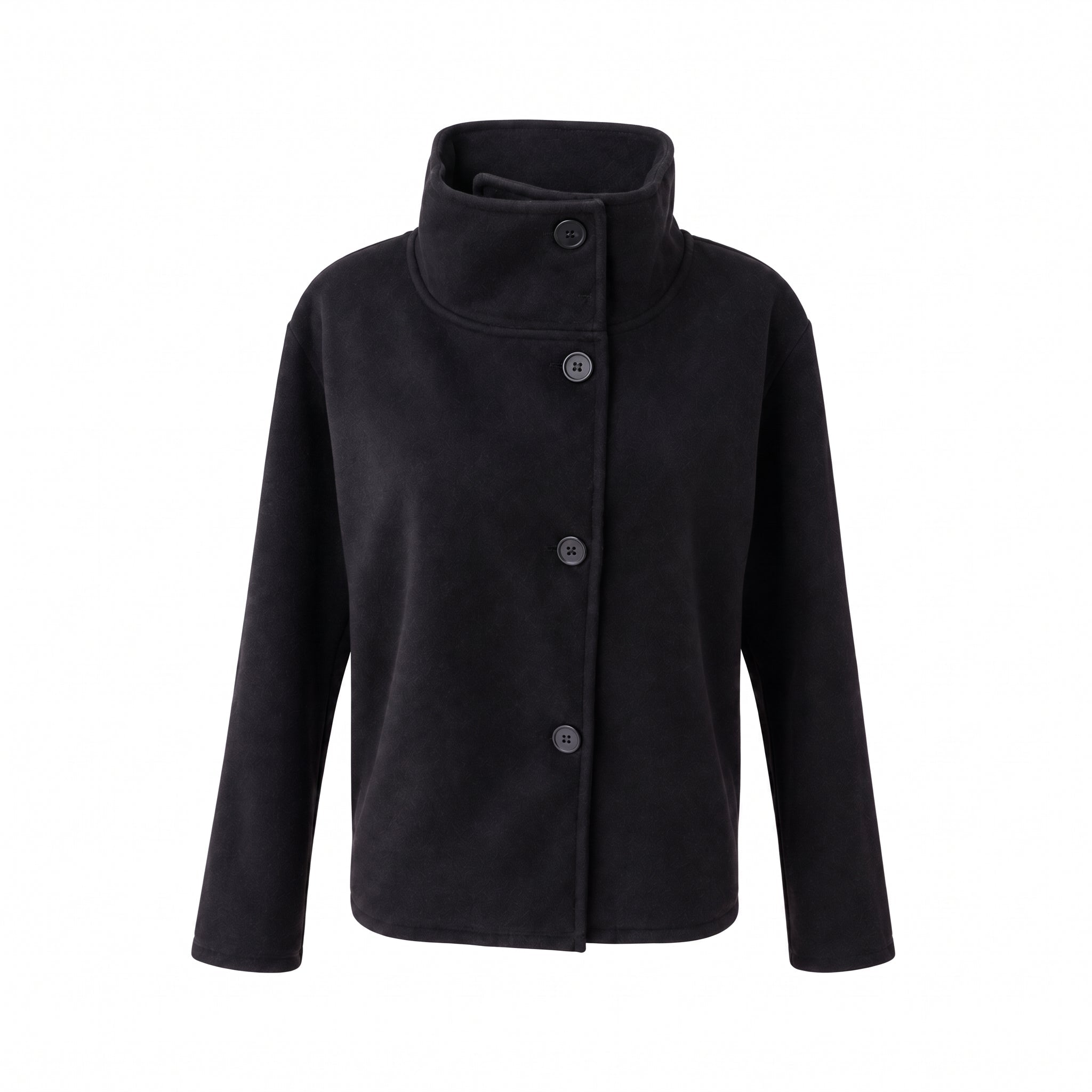 Charlotte - Women's Boxy Cropped Funnel Neck Coat - Overcoats - Black - Parker&Brooks