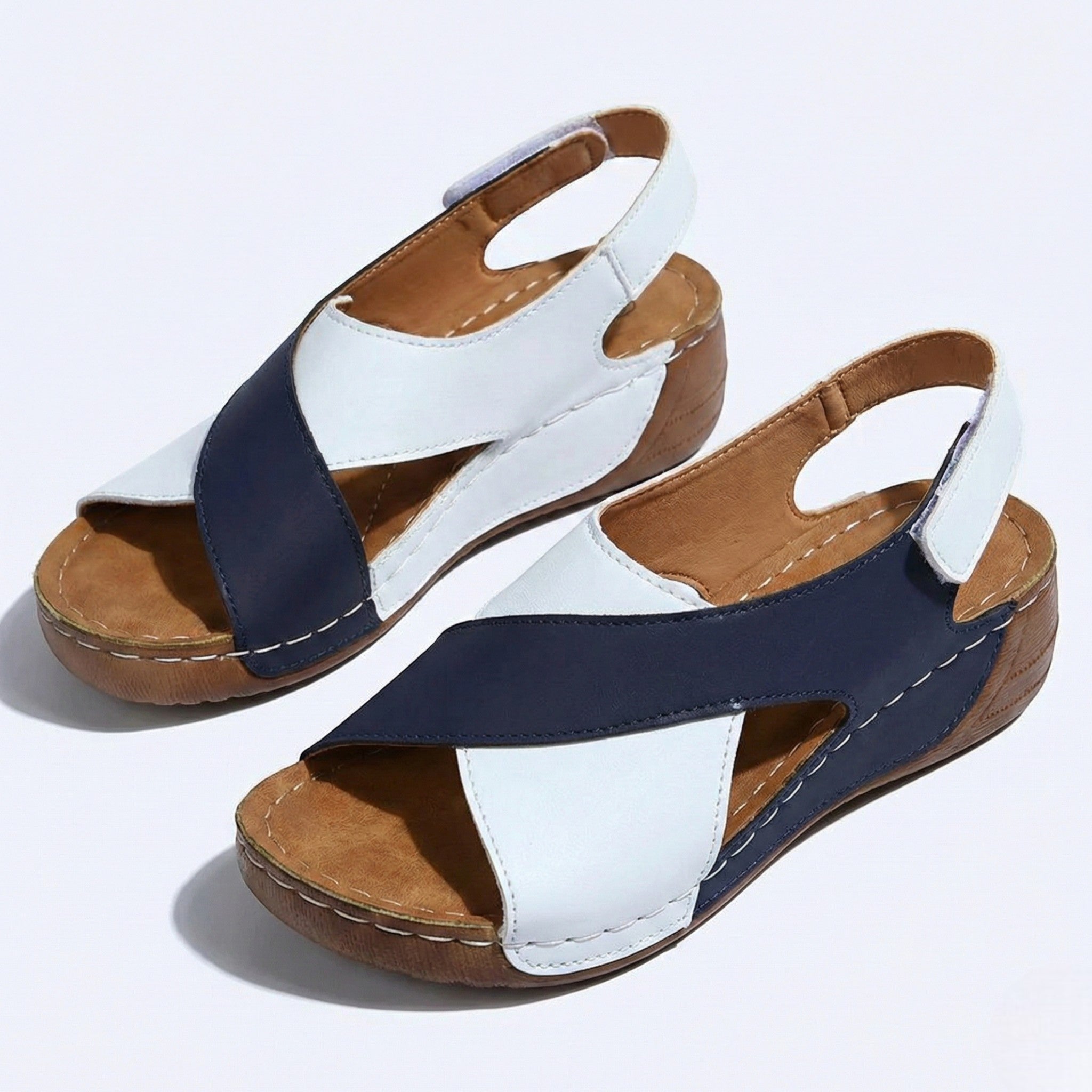 Charlotte - Women's Orthopedic Wedge Sandal - Sandals - Blue - Parker&Brooks