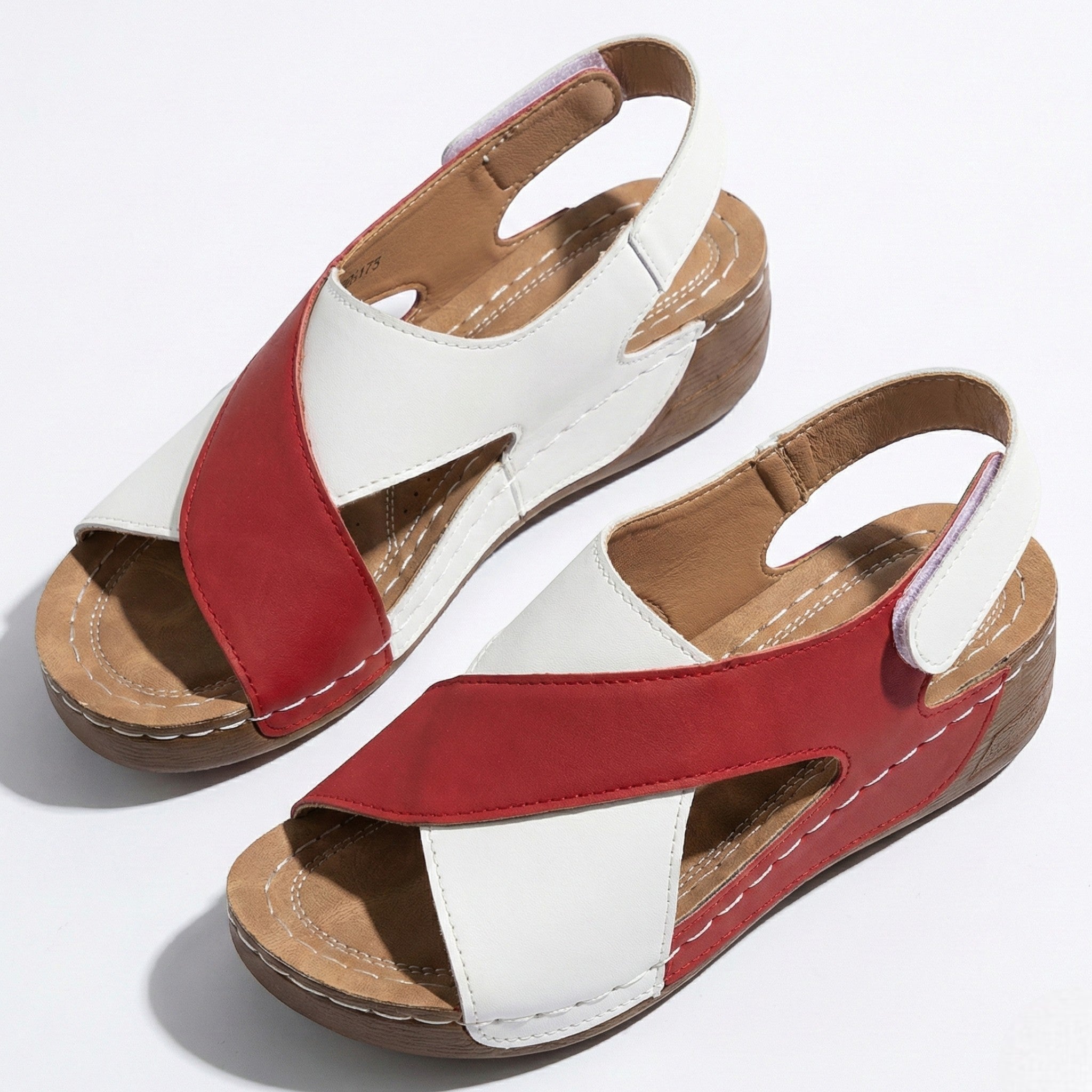 Charlotte - Women's Orthopedic Wedge Sandal - Sandals - Red - Parker&Brooks
