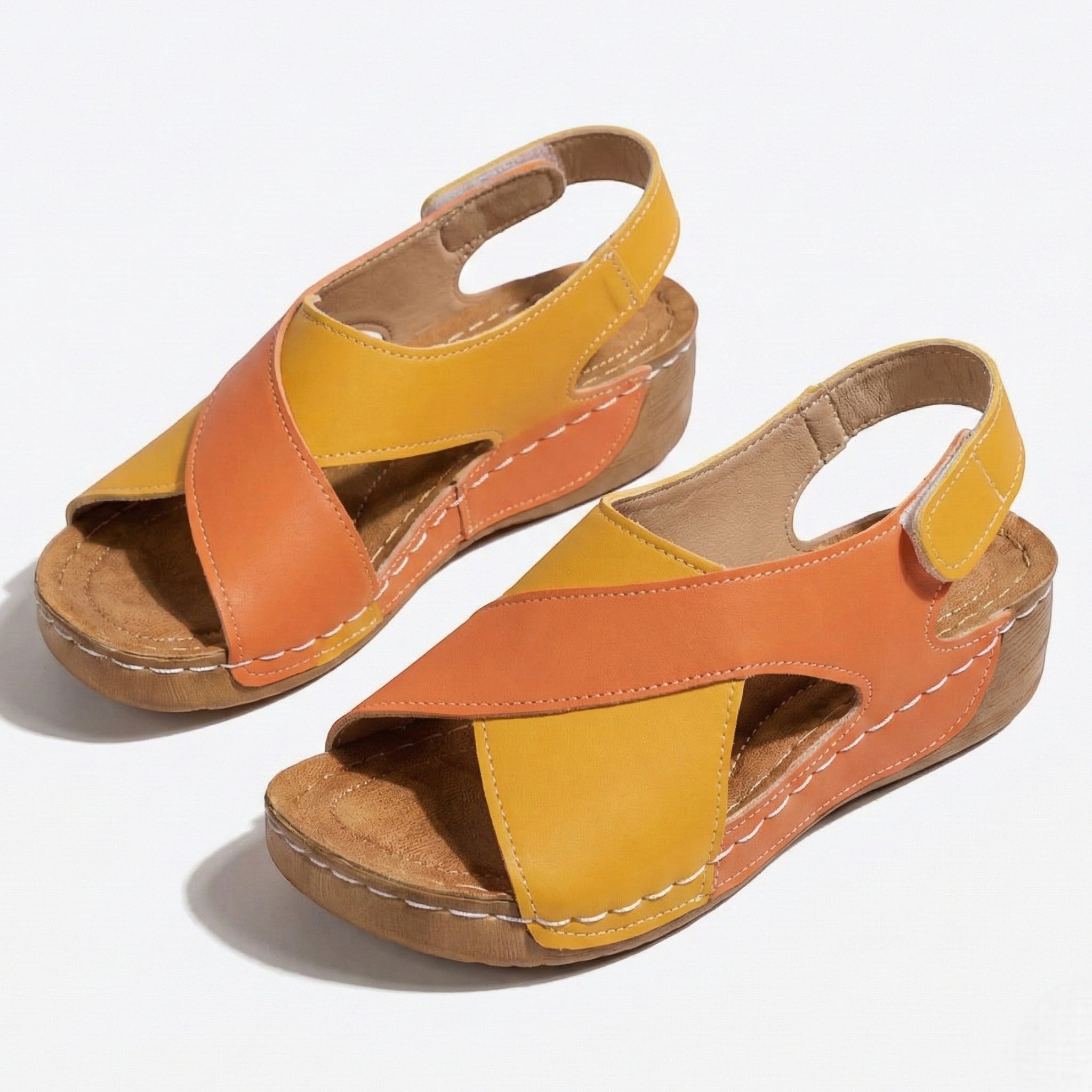 Charlotte - Women's Orthopedic Wedge Sandal - Sandals - Orange - Parker&Brooks