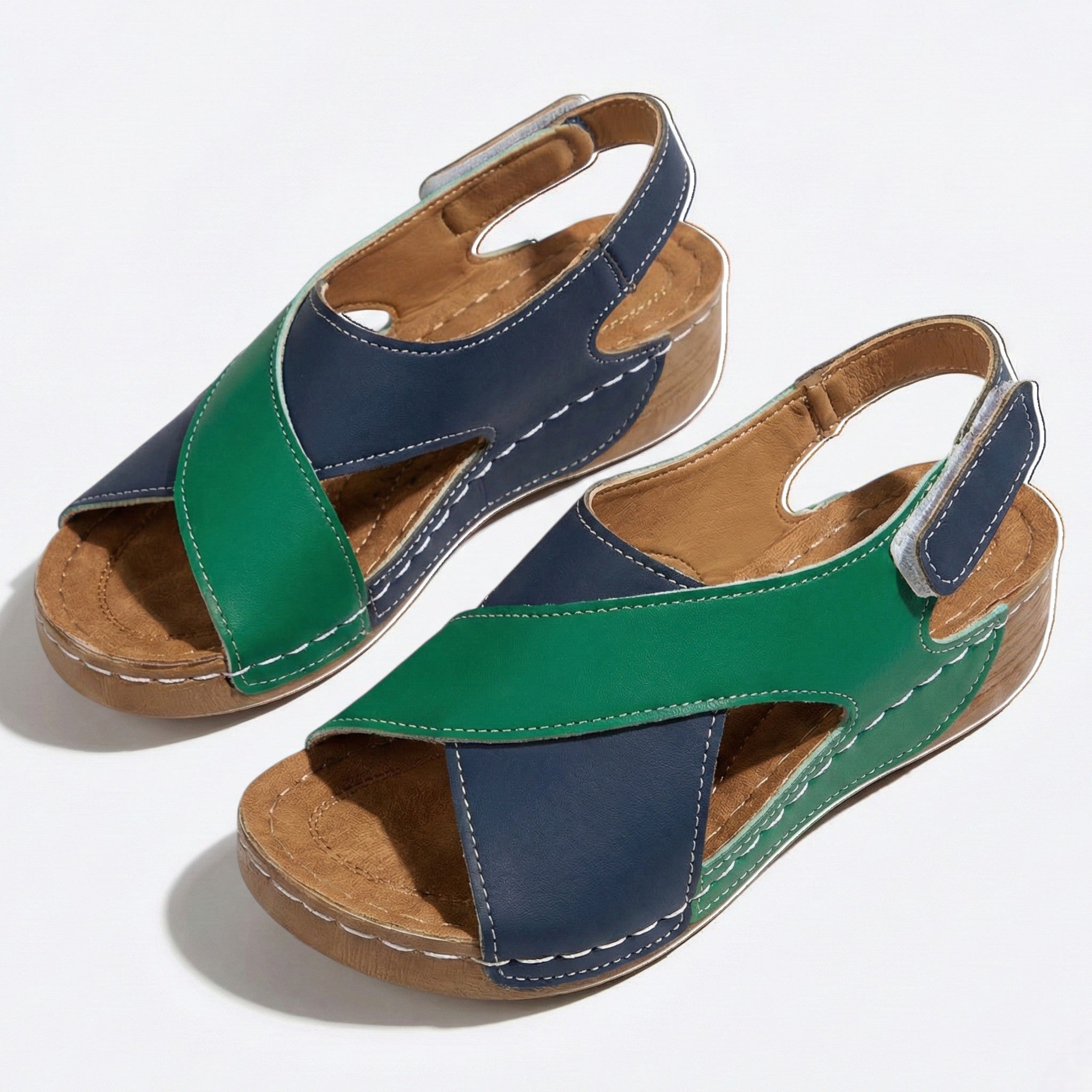 Charlotte - Women's Orthopedic Wedge Sandal - Sandals - Green - Parker&Brooks