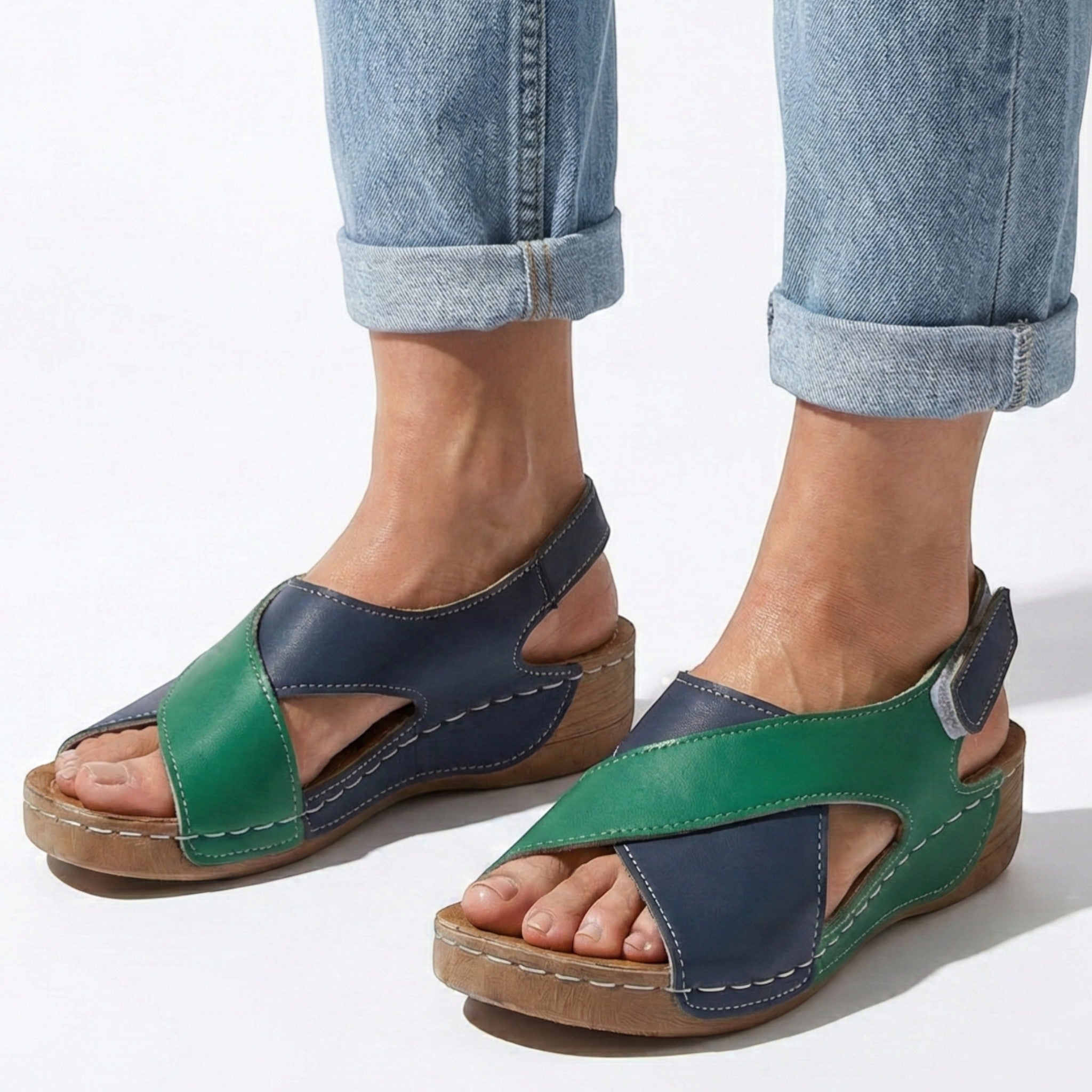 Charlotte - Women's Orthopedic Wedge Sandal - Sandals - Green - Parker&Brooks