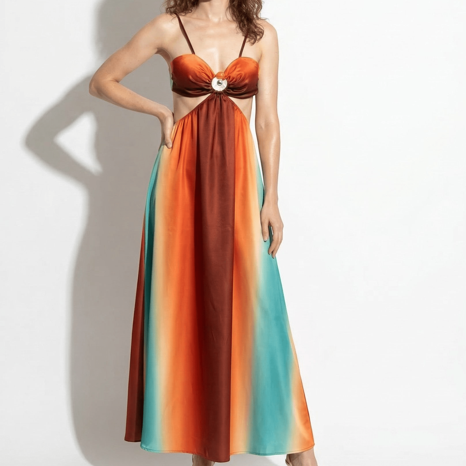Chloe - Women's Elegant Summer Maxi Dress - Maxi Dresses - Orange - Parker&Brooks