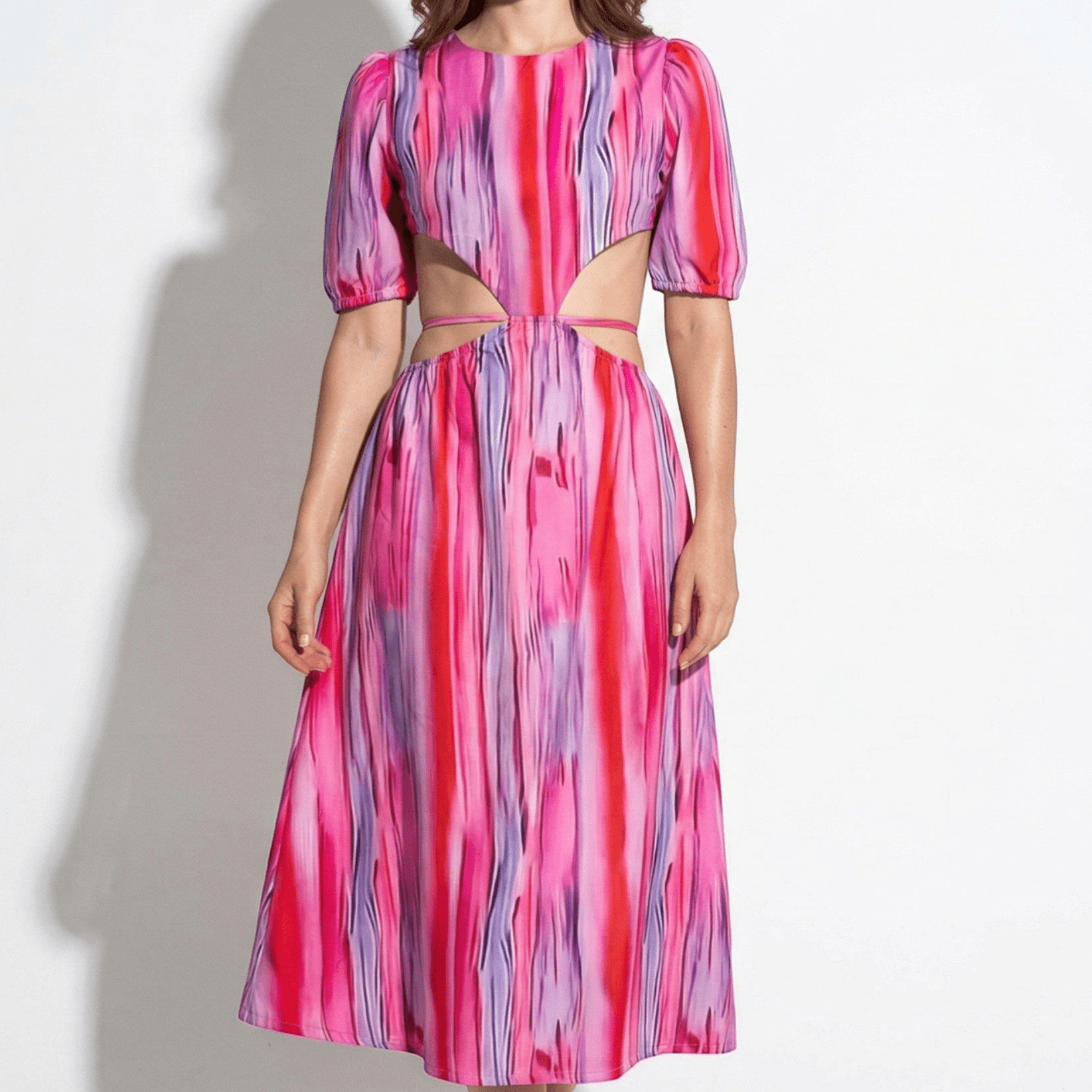Chloe - Women's Summer Cut - Out Midi Dress - Midi Dress - Pink - Parker&Brooks