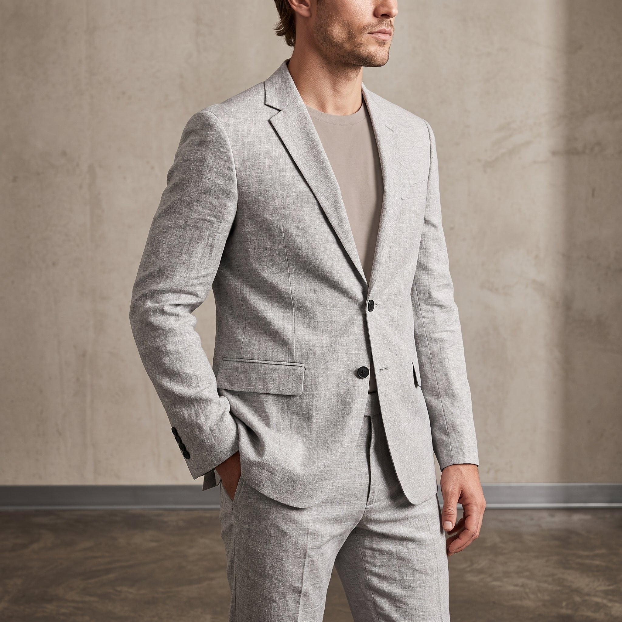 Christof - Men's Slim Fit Notch Lapel Two-Piece Wedding Guest Suit - Tuxedos - Grey - Parker&Brooks