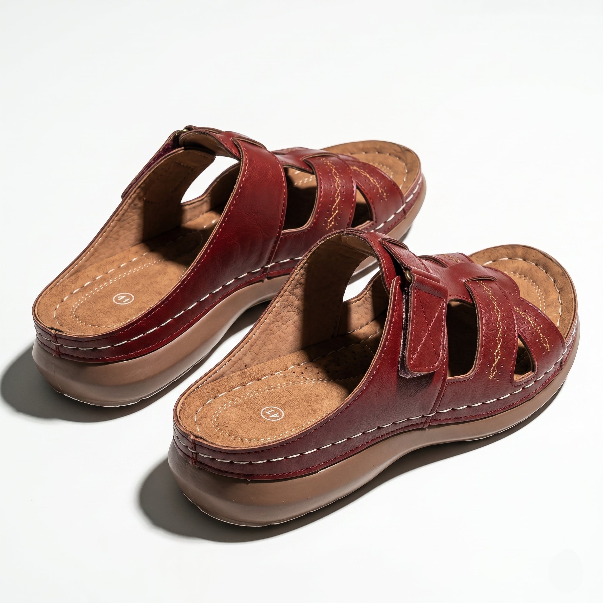 Claire - Women's Orthopedic Strap Sandals - Sandals - Red - Parker&Brooks