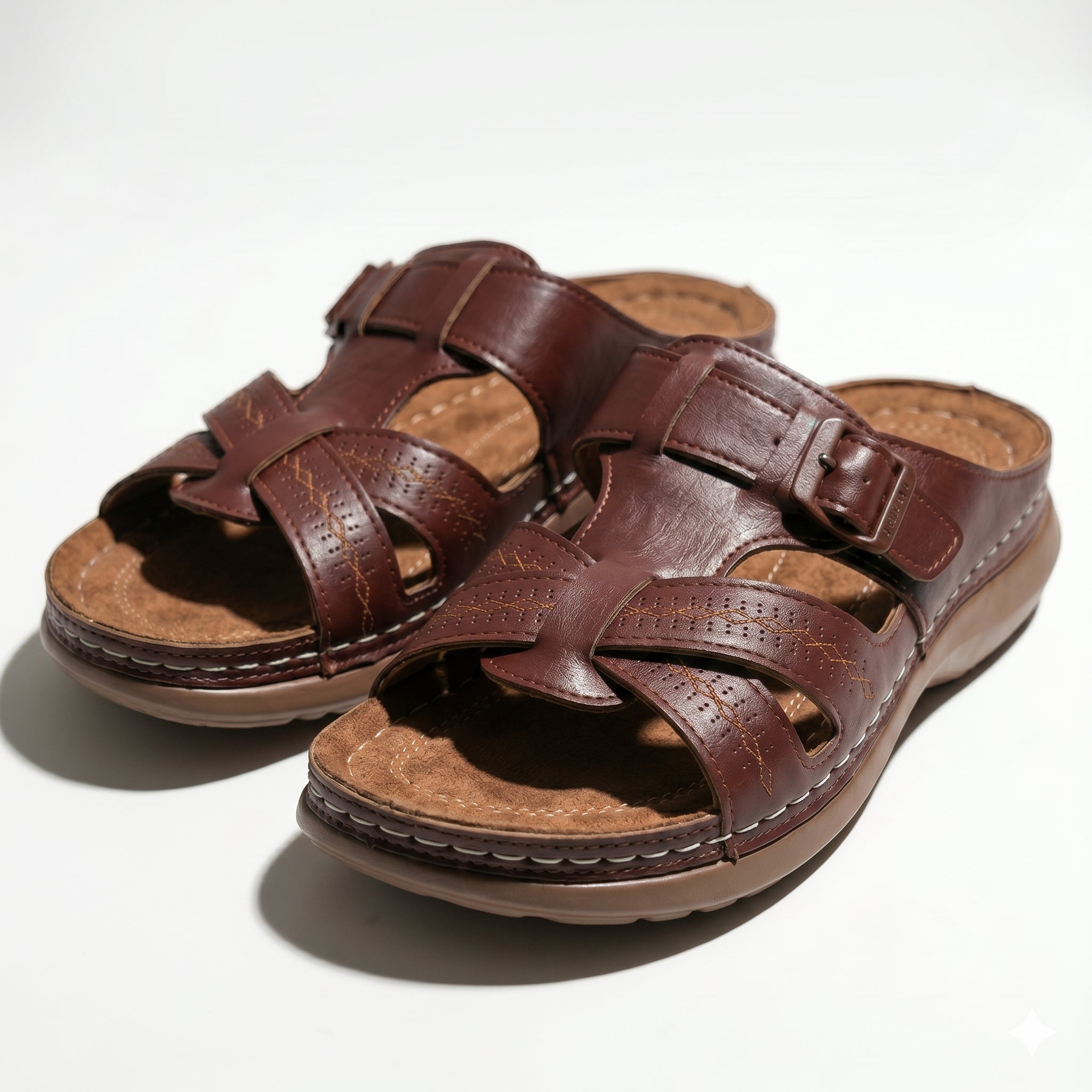 Claire - Women's Orthopedic Strap Sandals - Sandals - Dark Brown - Parker&Brooks