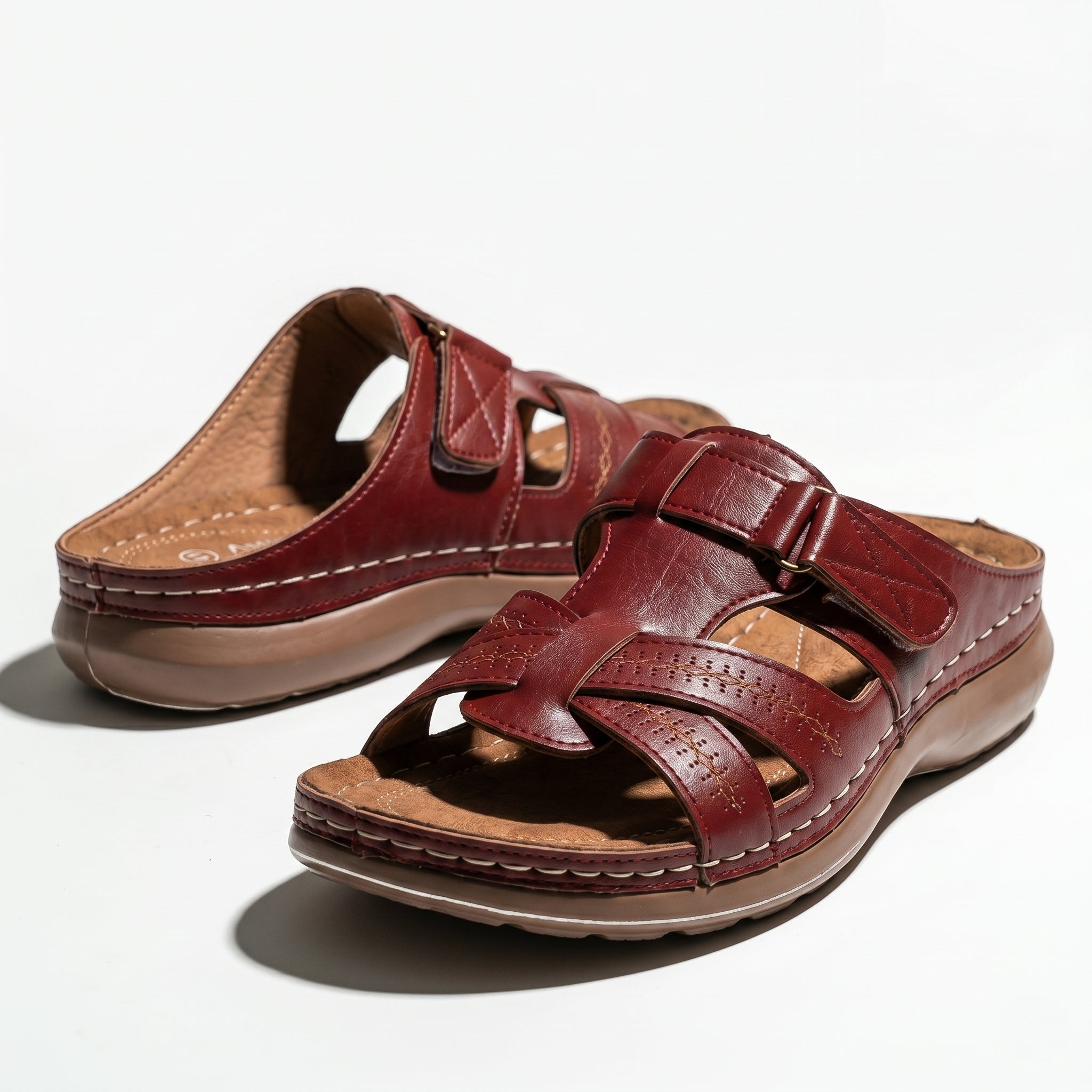 Claire - Women's Orthopedic Strap Sandals - Sandals - Red - Parker&Brooks