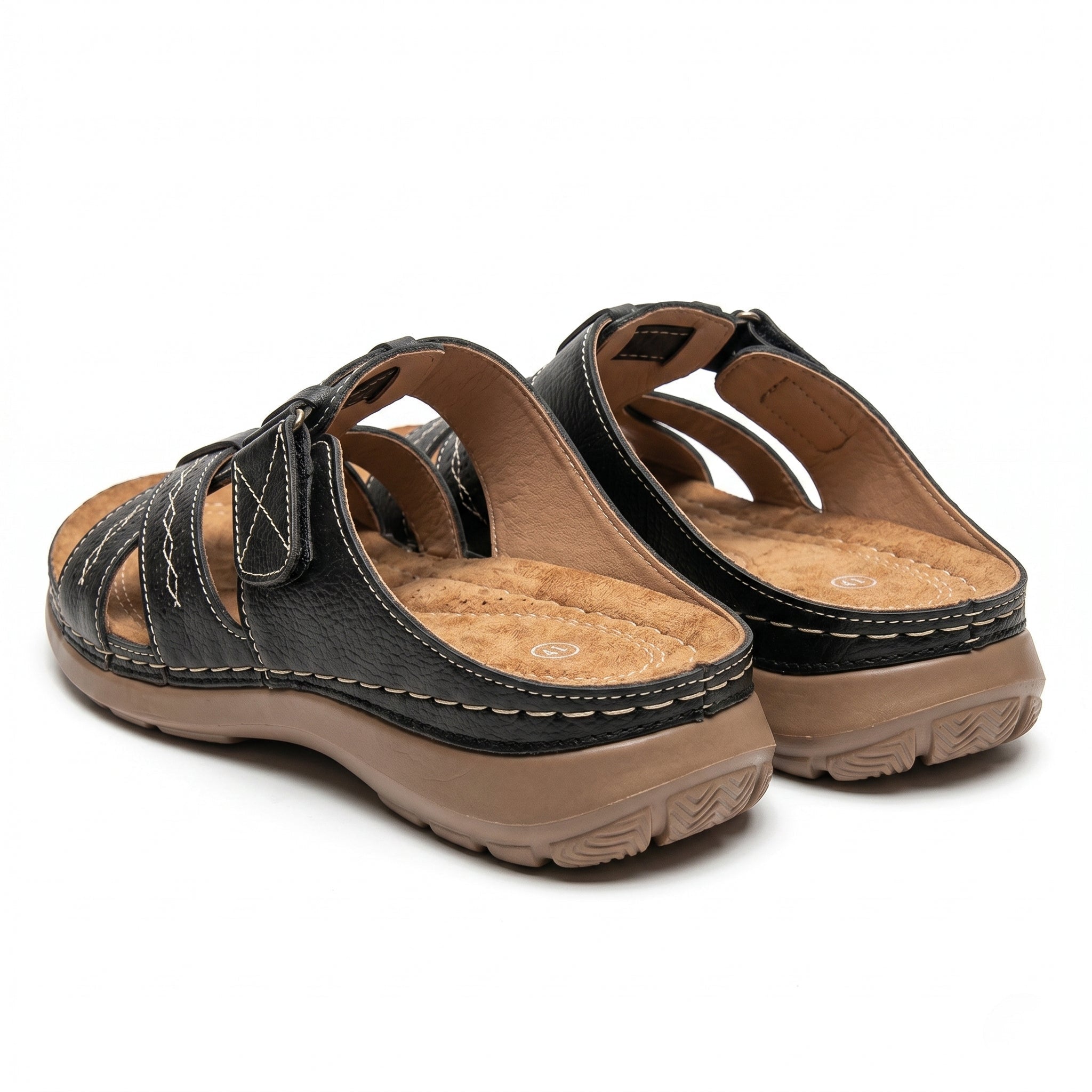 Claire - Women's Orthopedic Strap Sandals - Sandals - Black - Parker&Brooks