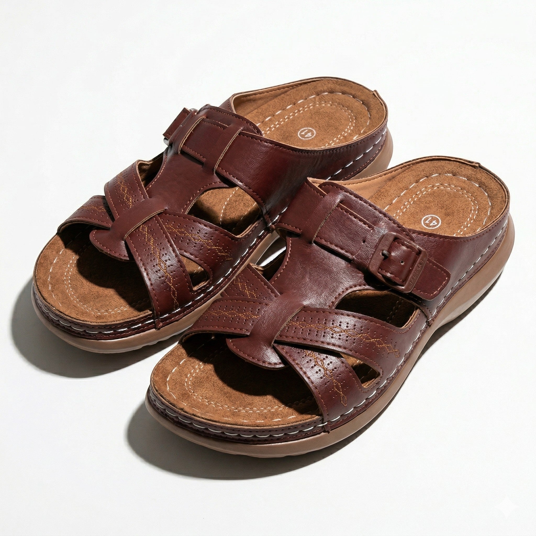 Claire - Women's Orthopedic Strap Sandals - Sandals - Dark Brown - Parker&Brooks