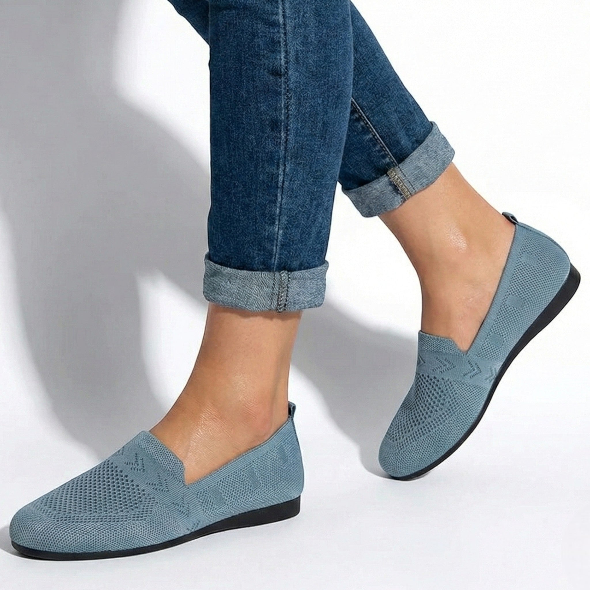 Clara - Women's Breathable Slip - On Flats - Shoes - Blue - Parker&Brooks