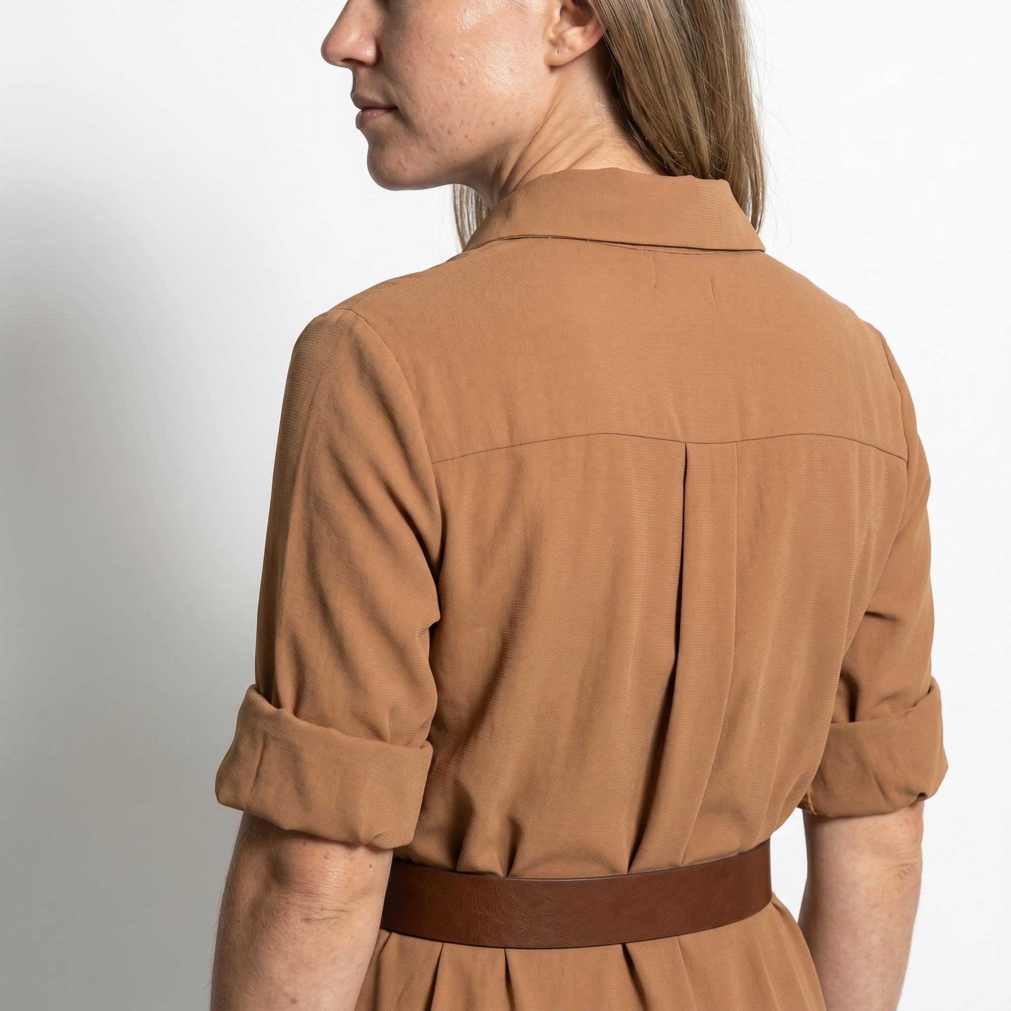 Clara - Women's Casual Belted Wrap Maxi Dress - Maxi Dress - Khaki - Parker&Brooks