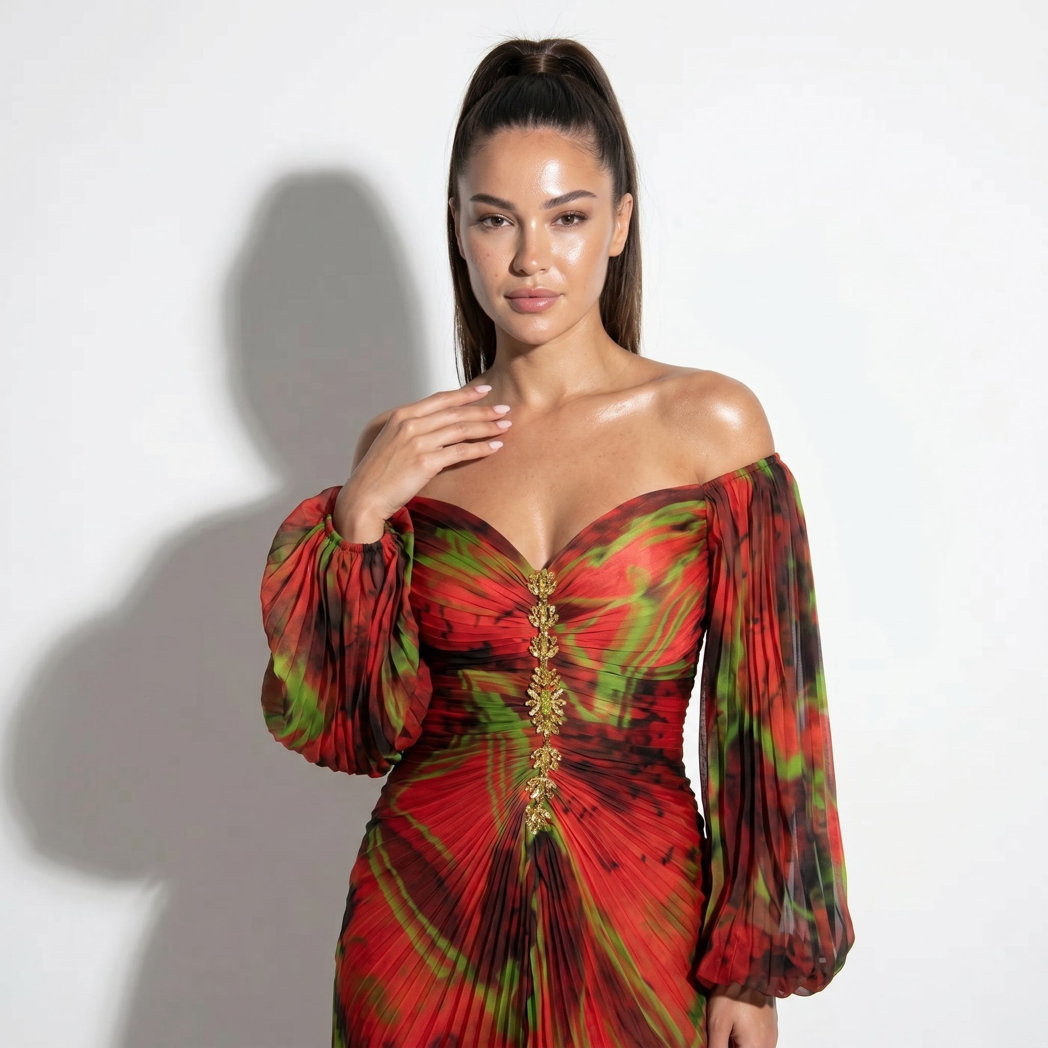 Clara - Women's Elegant Floral Maxi Dress - Dresses - Red - Parker&Brooks