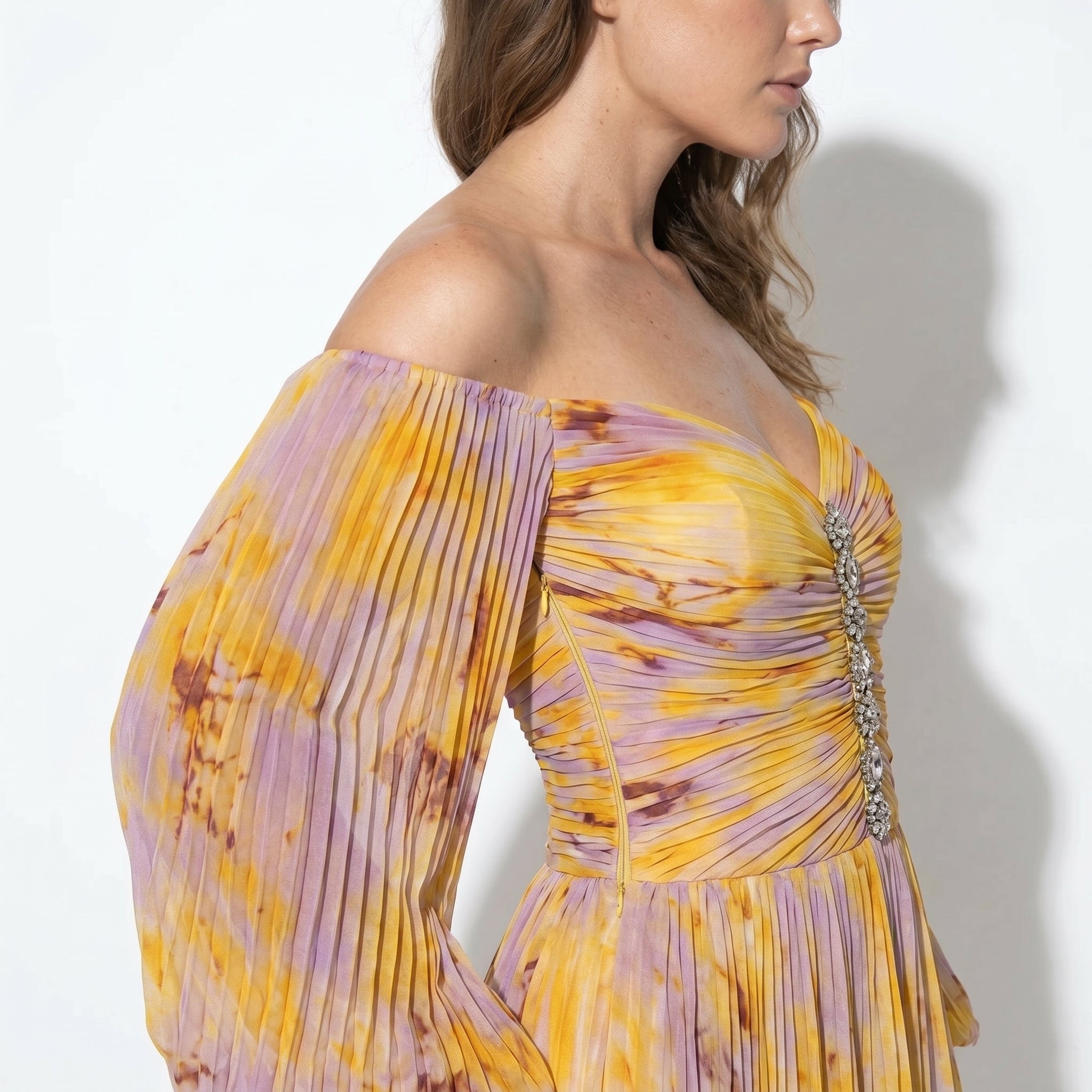 Clara - Women's Elegant Floral Maxi Dress - Dresses - Yellow - Parker&Brooks