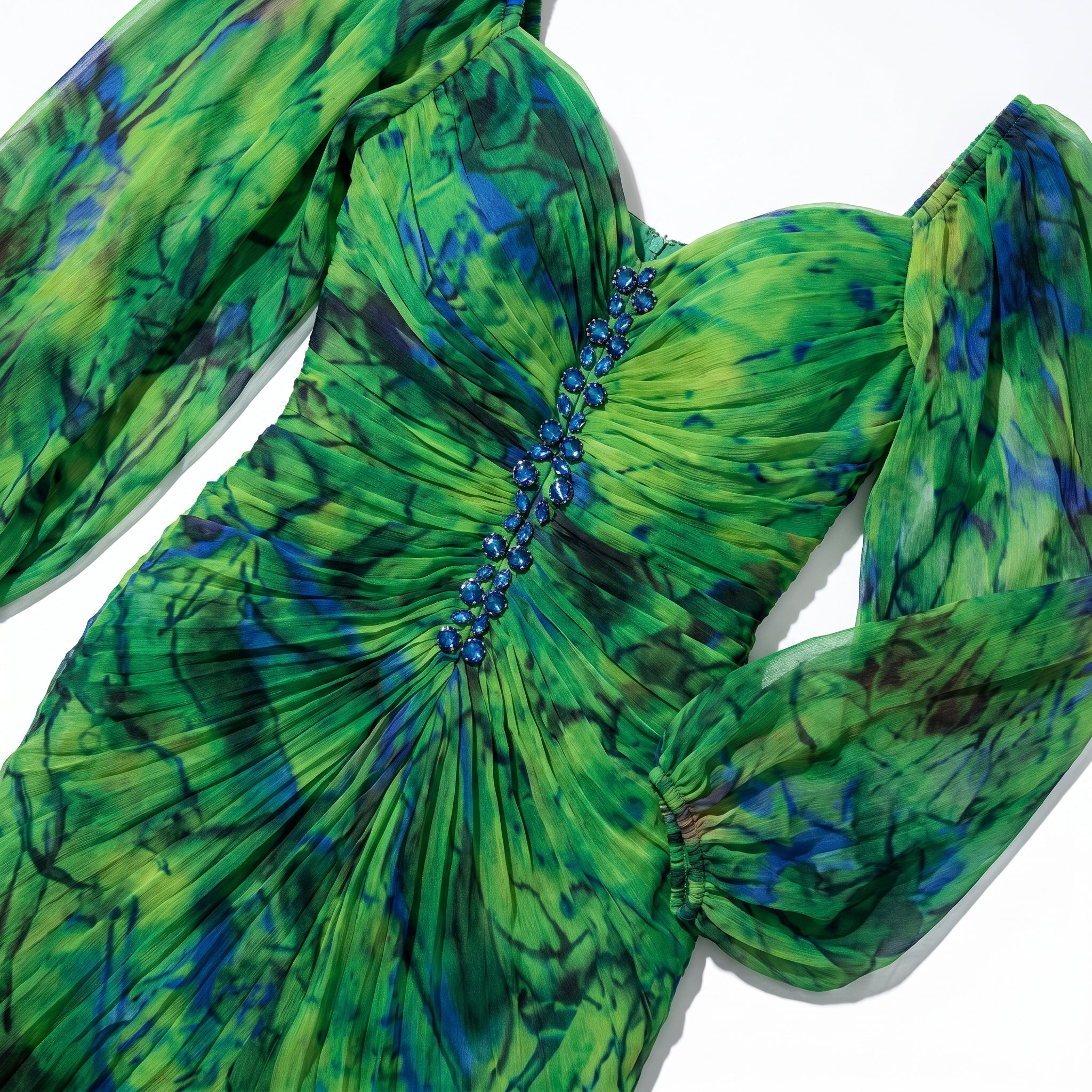 Clara - Women's Elegant Floral Maxi Dress - Dresses - Green - Parker&Brooks