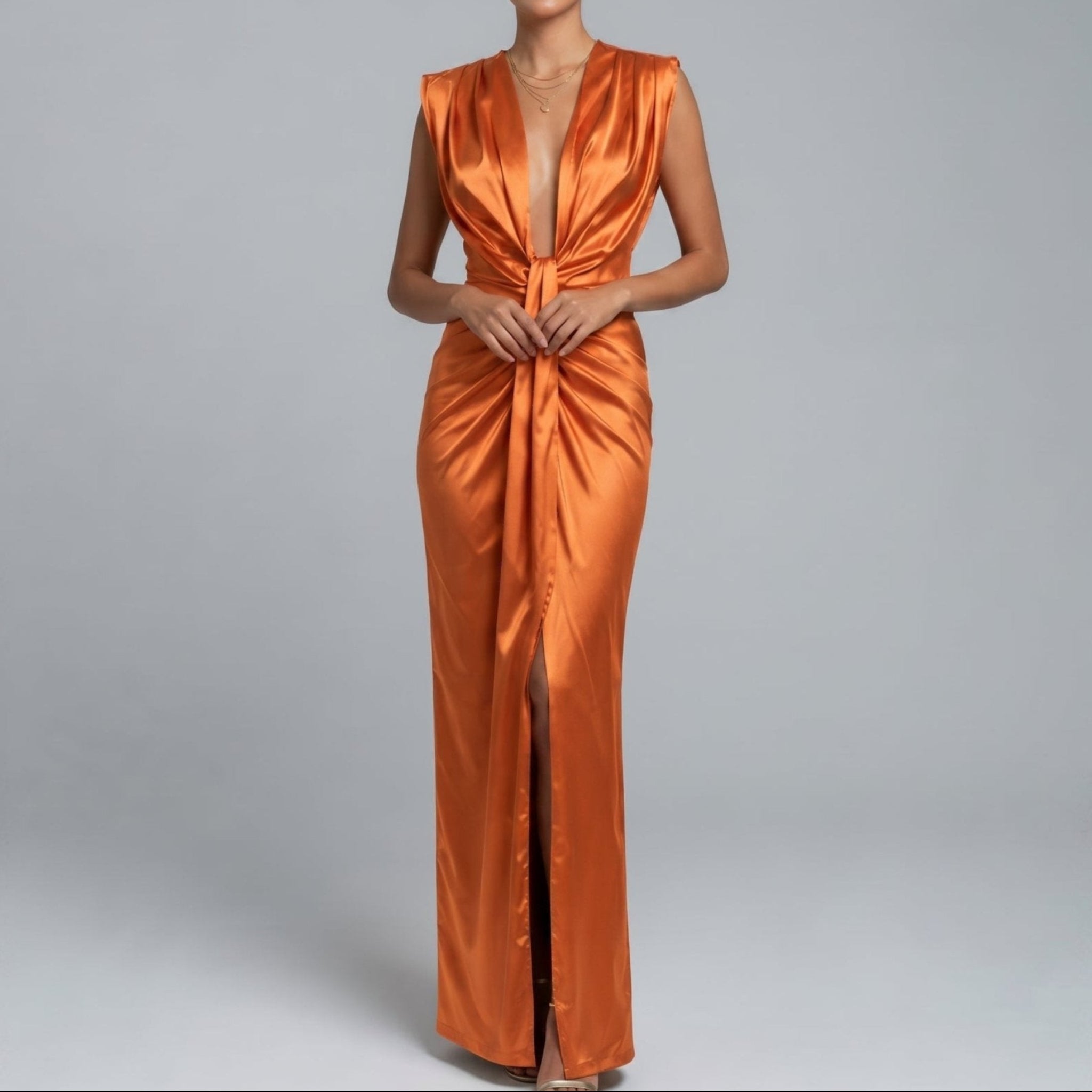 Clara - Women's Elegant Ruched Front Wedding Guest Maxi Dress