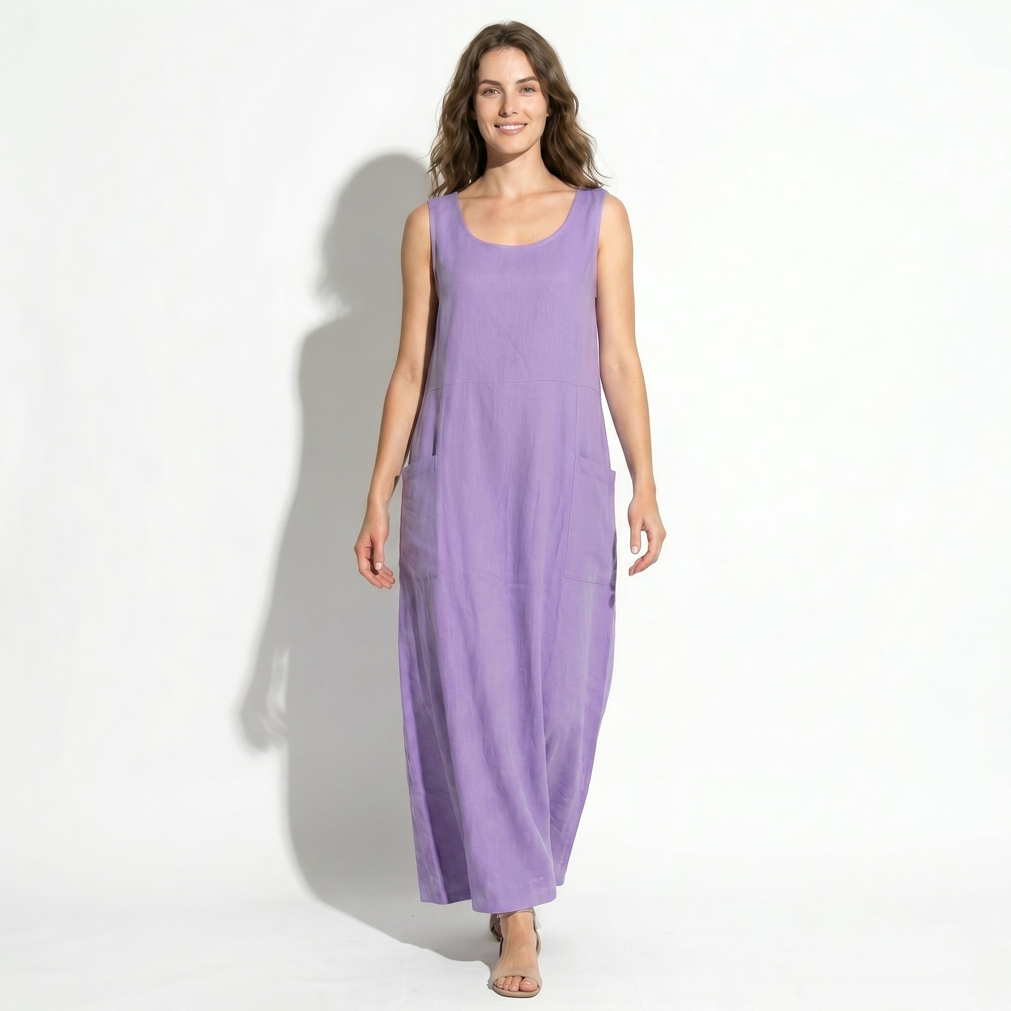 Clara - Women's Sleeveless Relaxed Fit Summer Maxi Dress - Dress - Purple - Parker&Brooks