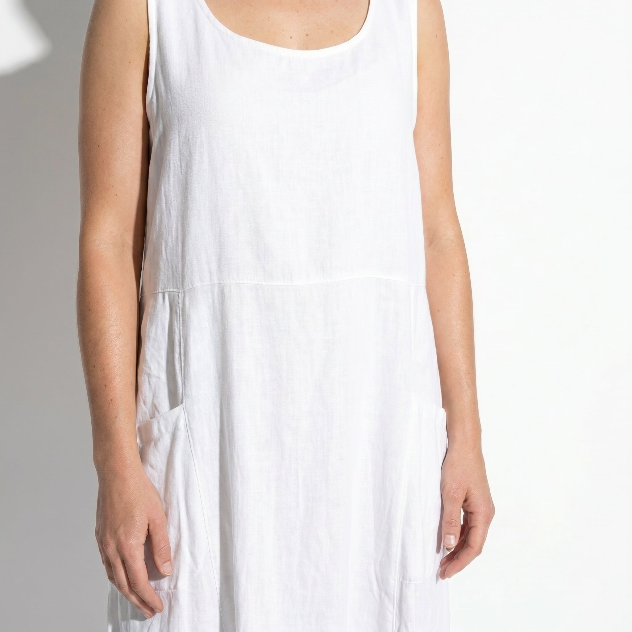 Clara - Women's Sleeveless Relaxed Fit Summer Maxi Dress - Dress - White - Parker&Brooks