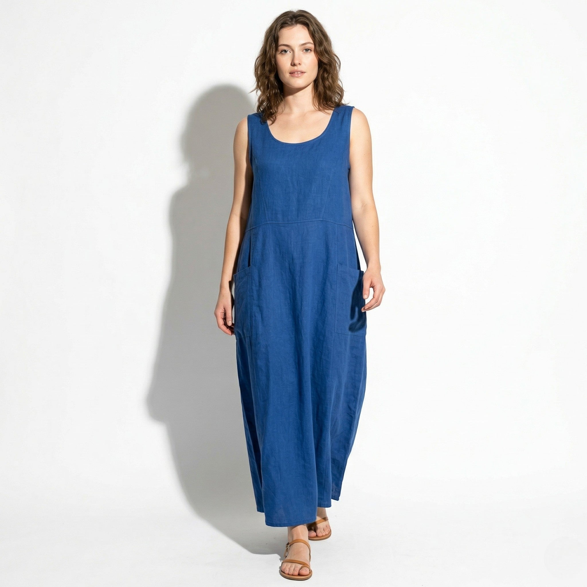 Clara - Women's Sleeveless Relaxed Fit Summer Maxi Dress - Dress - Blue - Parker&Brooks